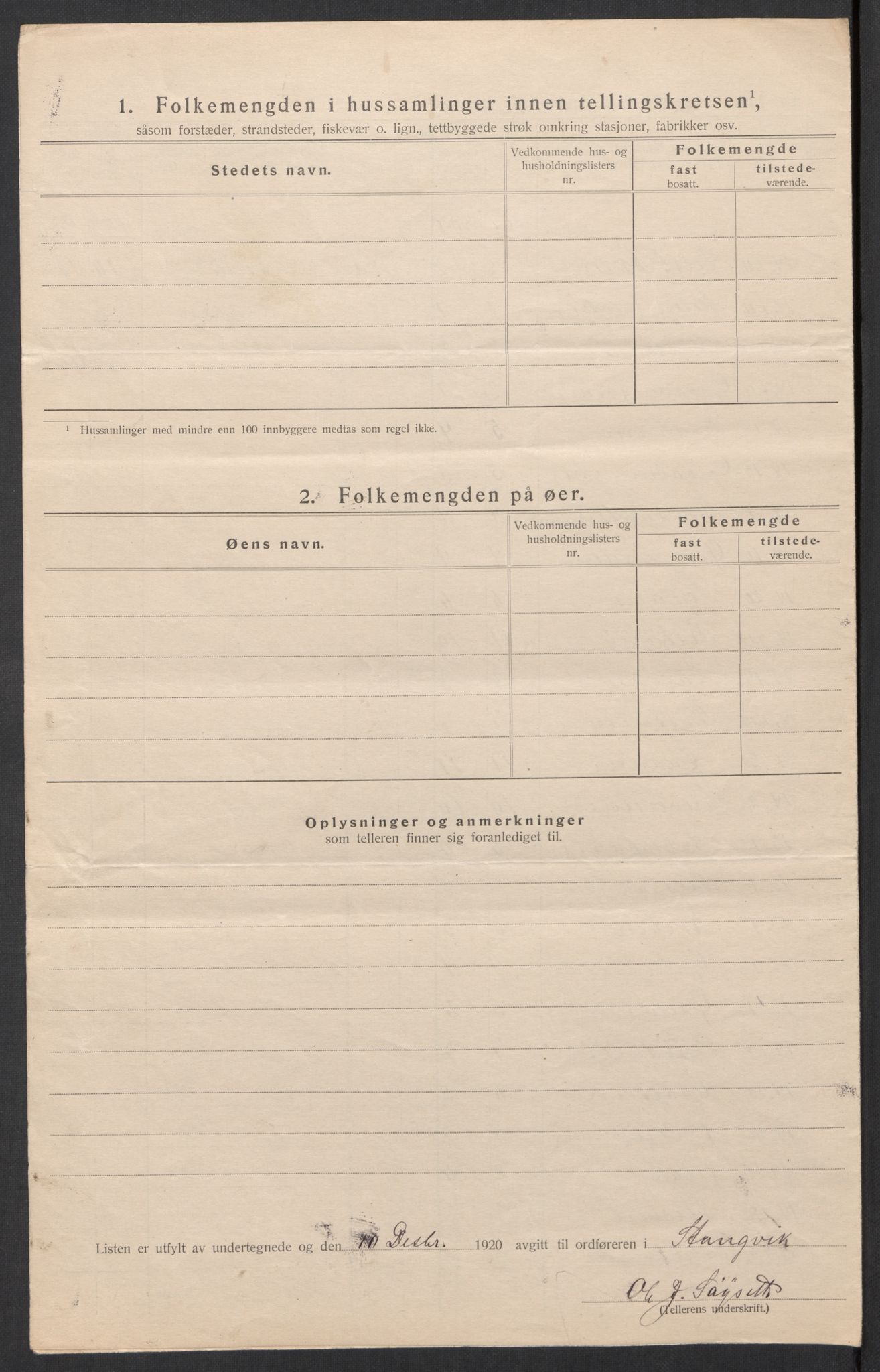 SAT, 1920 census for Stangvik, 1920, p. 19
