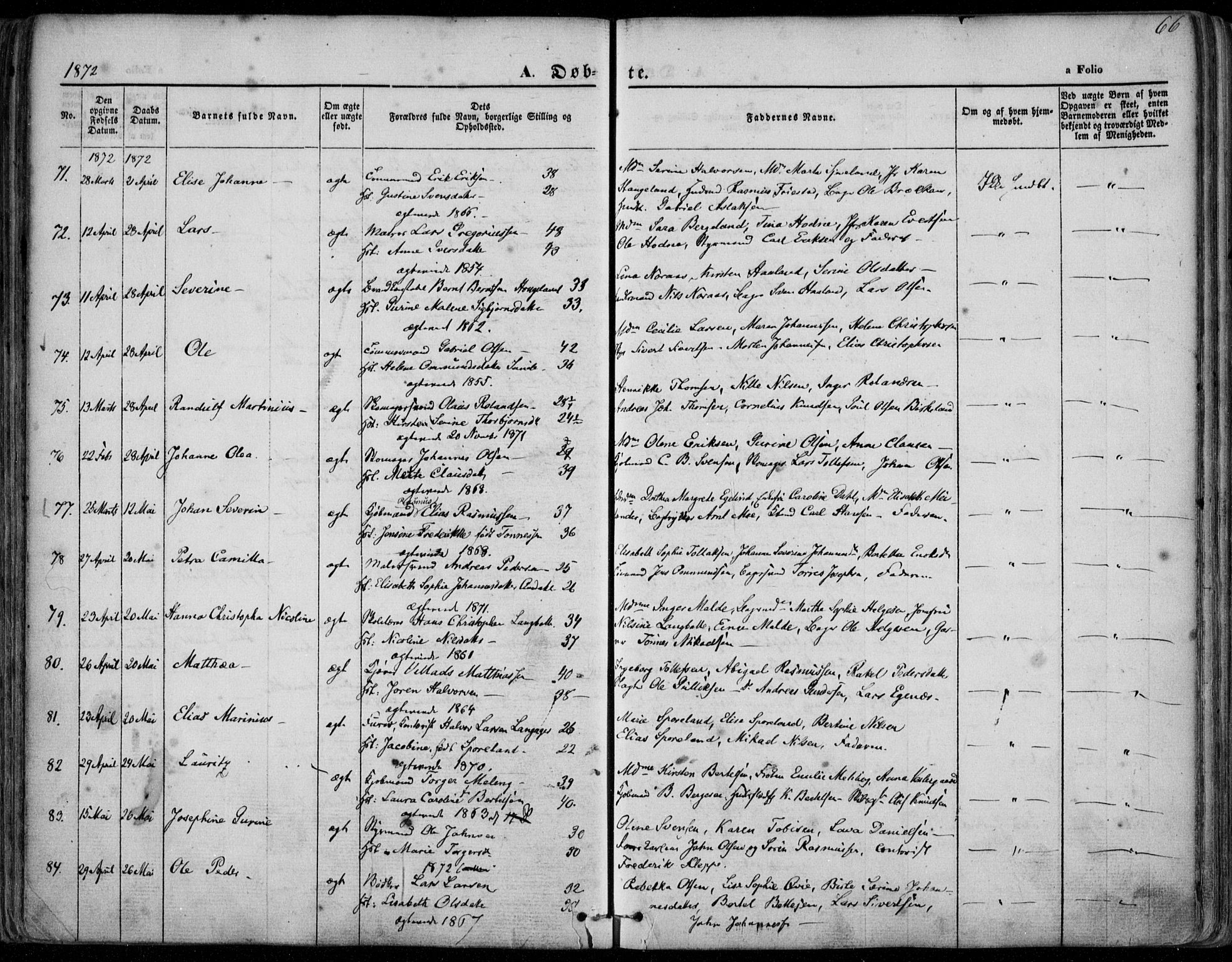 Domkirken sokneprestkontor, AV/SAST-A-101812/001/30/30BA/L0022: Parish register (official) no. A 21, 1868-1877, p. 66