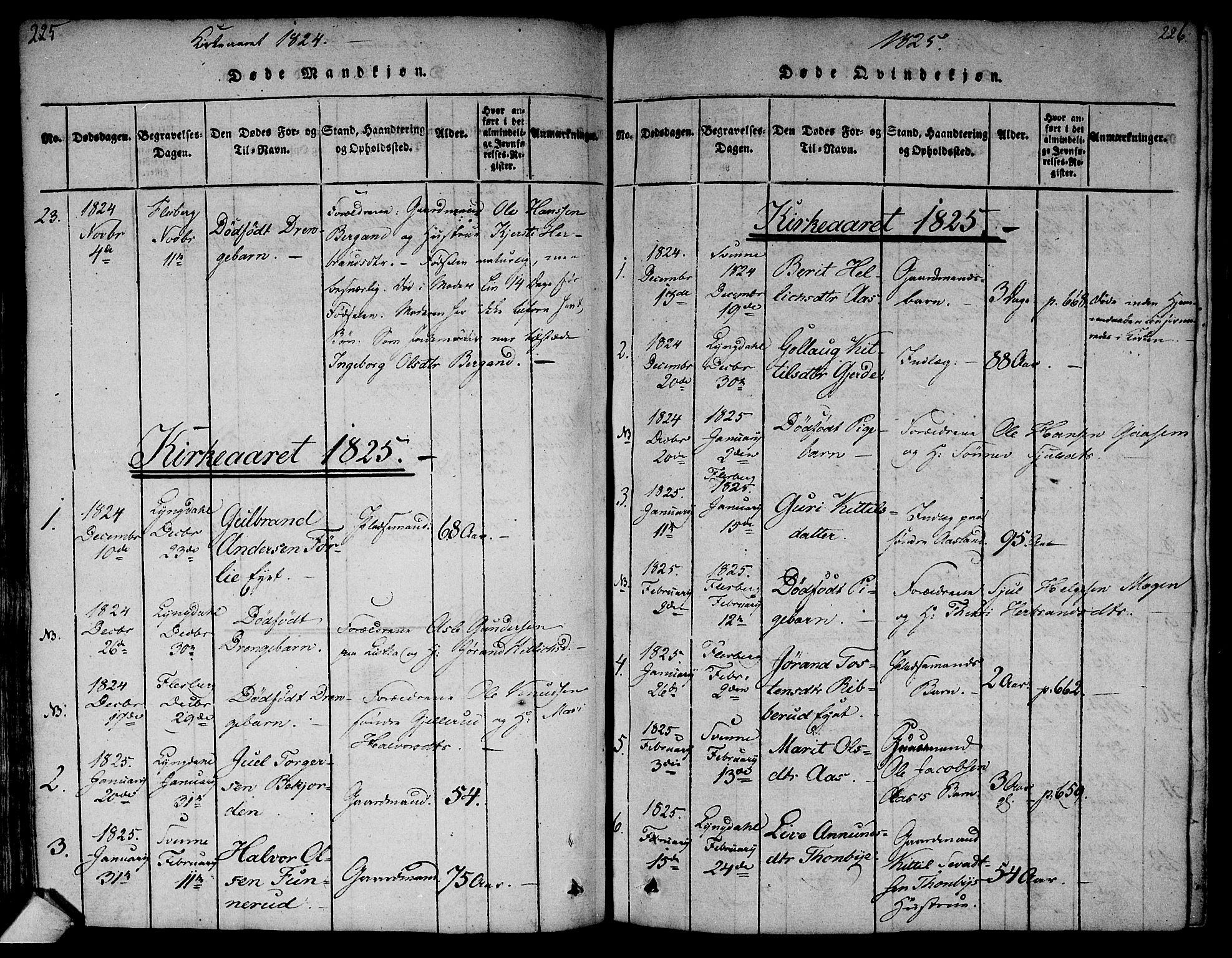 Flesberg kirkebøker, SAKO/A-18/F/Fa/L0005: Parish register (official) no. I 5, 1816-1834, p. 225-226