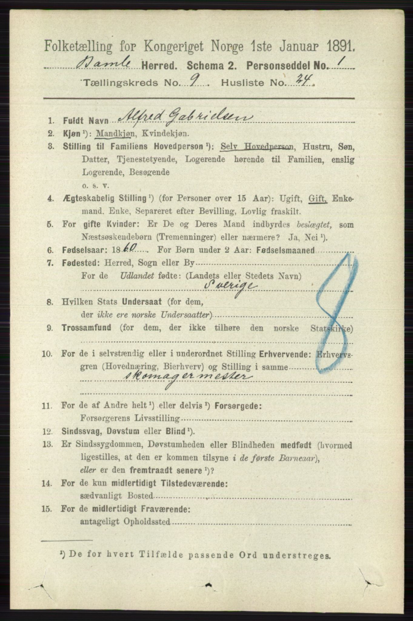 RA, 1891 census for 0814 Bamble, 1891, p. 4354