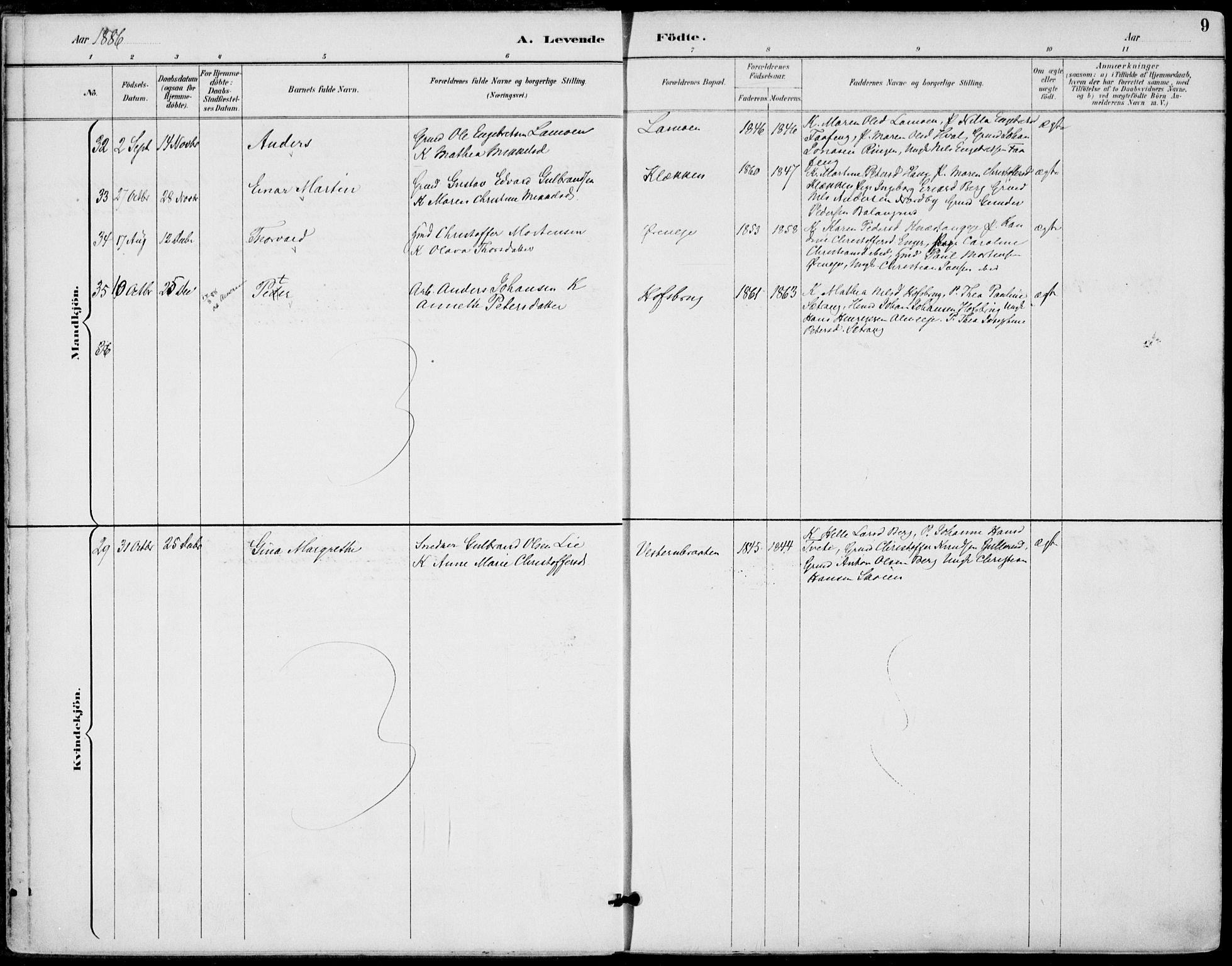 Haug kirkebøker, AV/SAKO-A-604/F/Fa/L0001: Parish register (official) no. 1, 1885-1917, p. 9