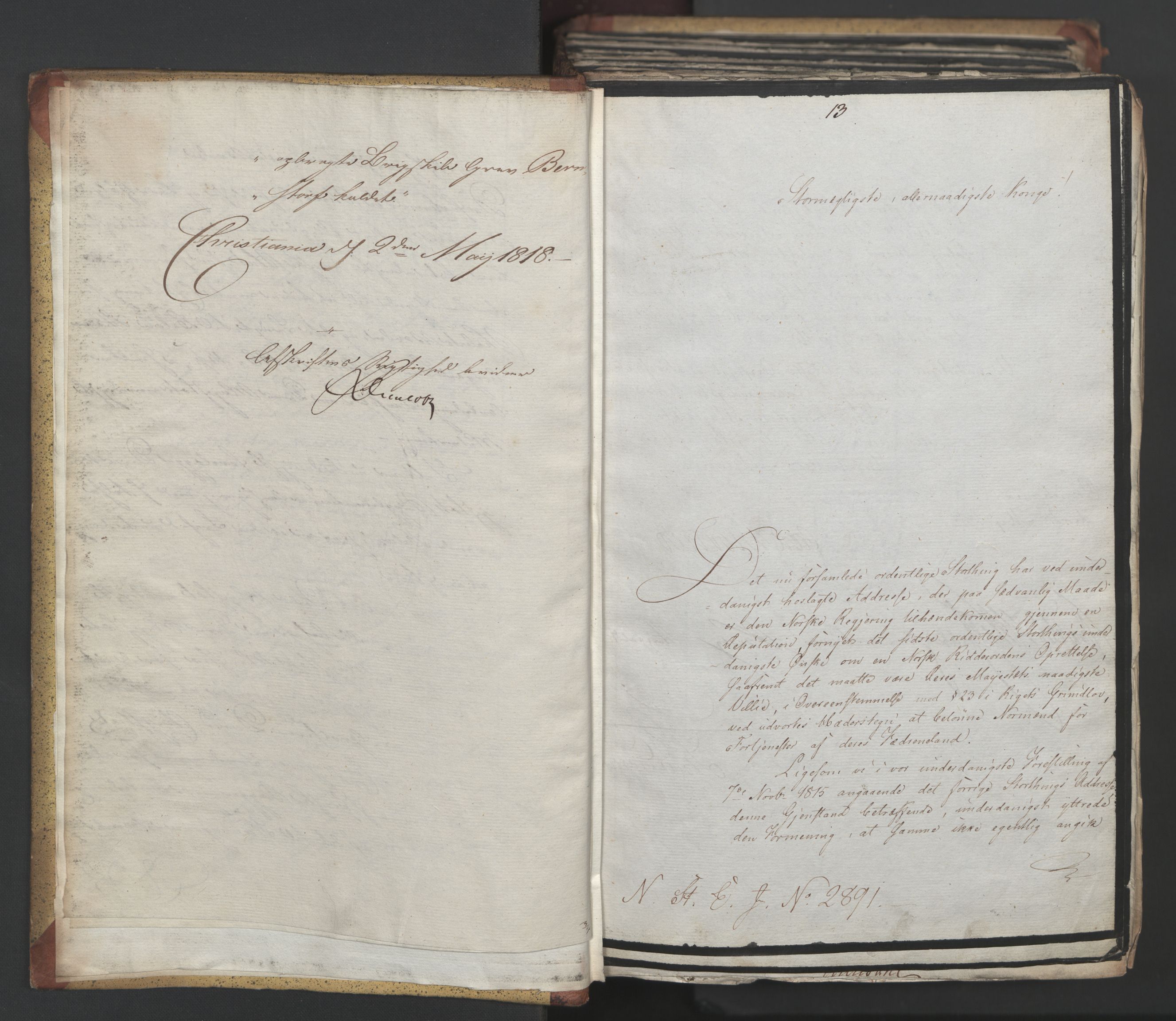 Statsrådsavdelingen i Stockholm, AV/RA-S-1003/D/Da/L0014: Regjeringsinnstillinger nr. 2890-3057, 1818, p. 5