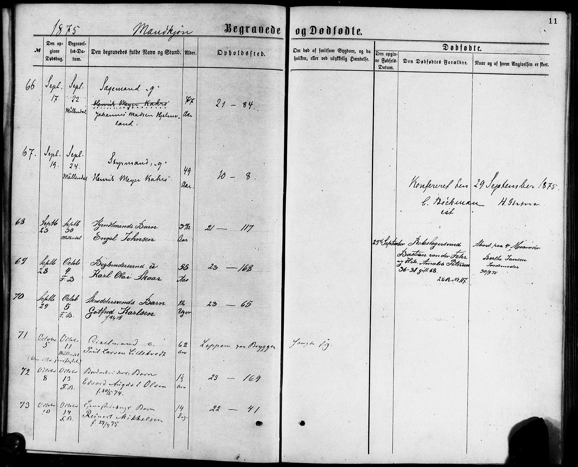 Korskirken sokneprestembete, AV/SAB-A-76101/H/Haa/L0046: Parish register (official) no. E 4, 1875-1883, p. 11