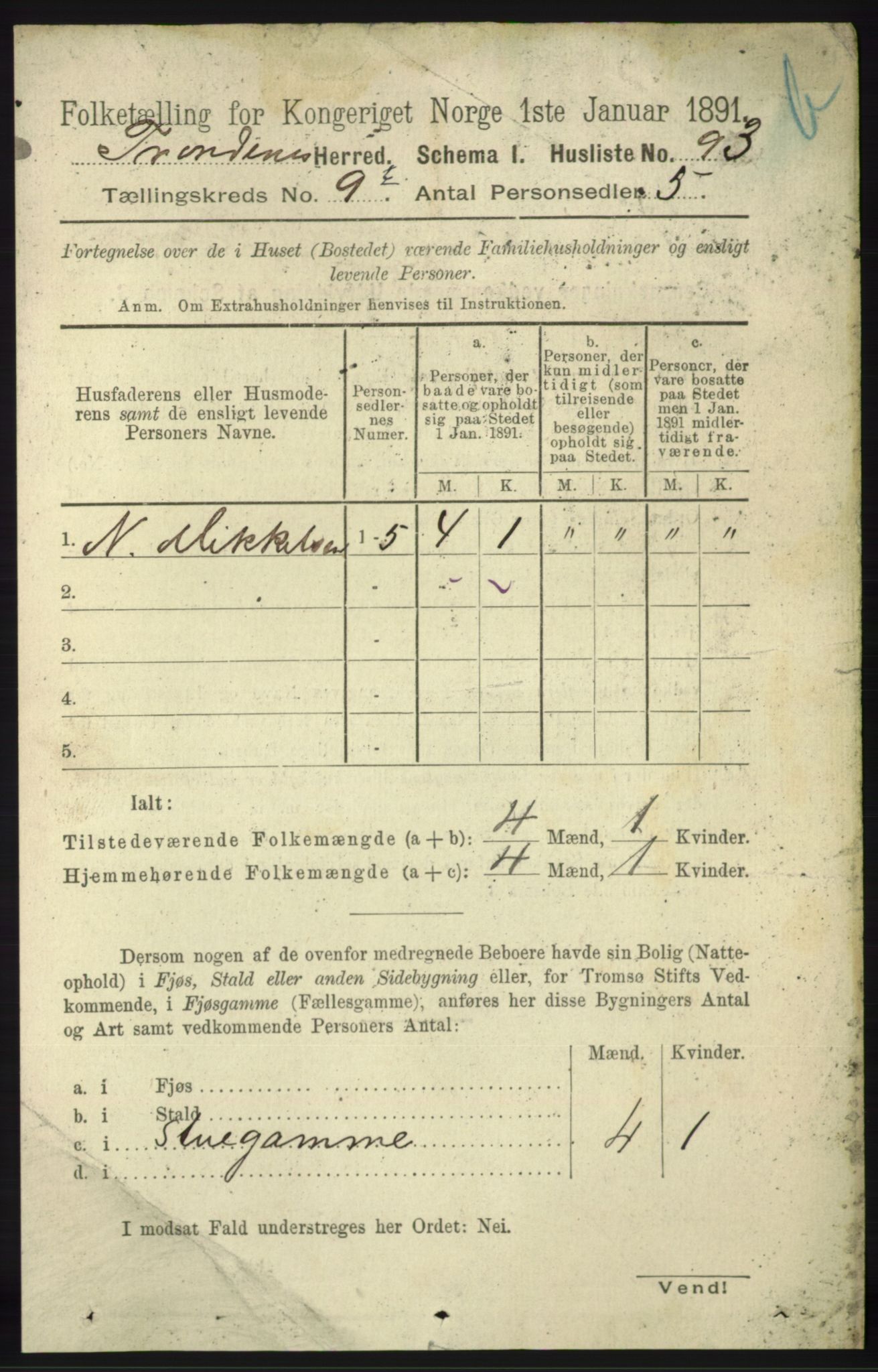 RA, 1891 census for 1914 Trondenes, 1891, p. 7170