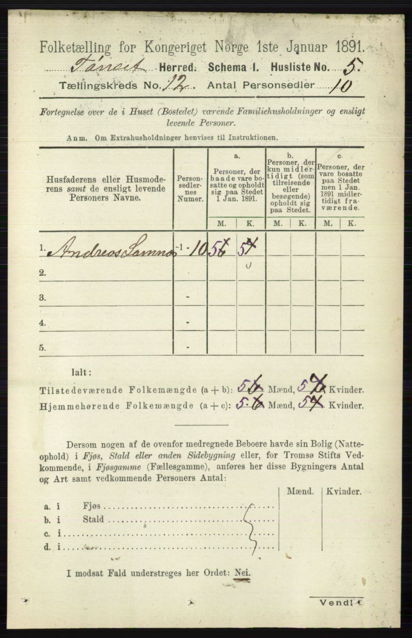 RA, 1891 census for 0437 Tynset, 1891, p. 3154