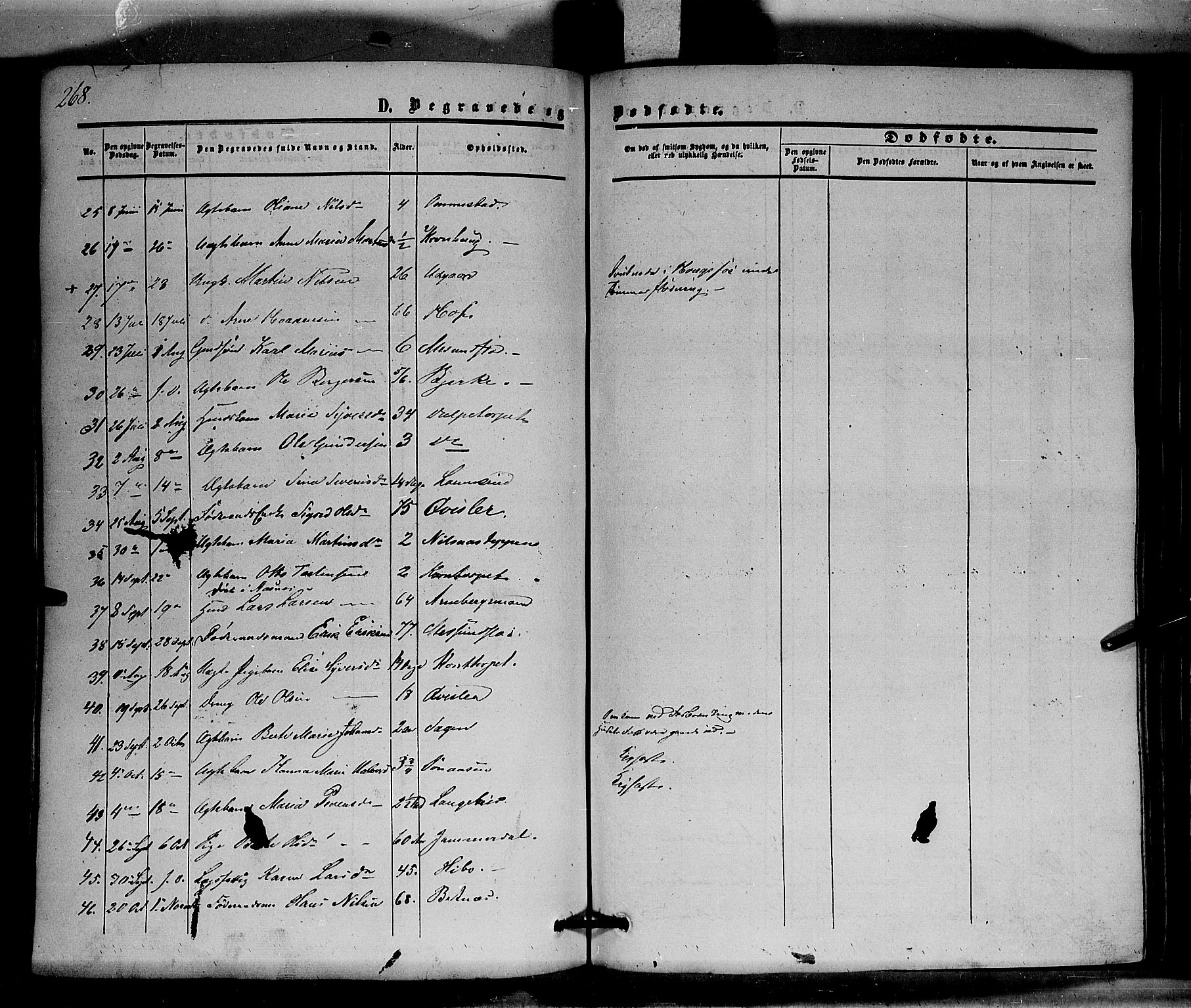 Hof prestekontor, SAH/PREST-038/H/Ha/Haa/L0008: Parish register (official) no. 8, 1849-1861, p. 268