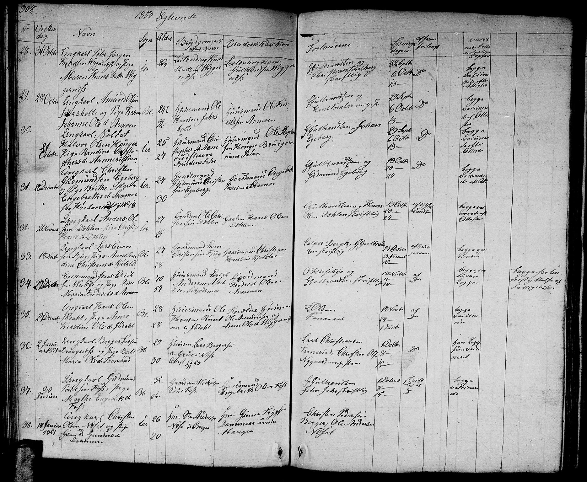 Aurskog prestekontor Kirkebøker, AV/SAO-A-10304a/G/Ga/L0002: Parish register (copy) no. I 2, 1829-1857, p. 308