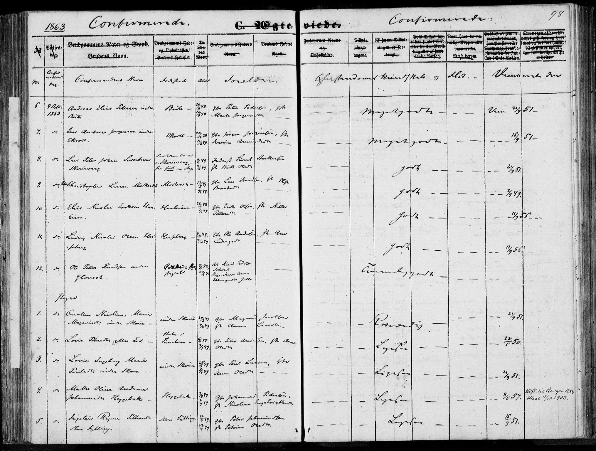 Ministerialprotokoller, klokkerbøker og fødselsregistre - Møre og Romsdal, AV/SAT-A-1454/524/L0354: Parish register (official) no. 524A06, 1857-1863, p. 98