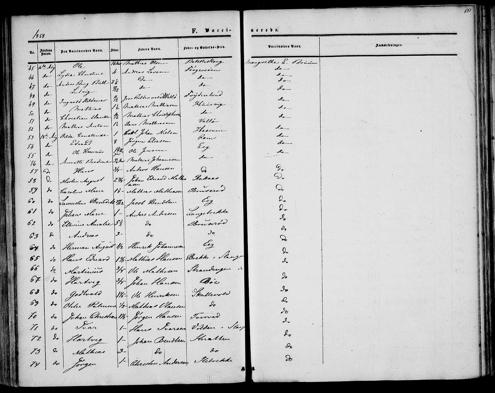 Sem kirkebøker, SAKO/A-5/F/Fa/L0007: Parish register (official) no. I 7, 1856-1865, p. 551