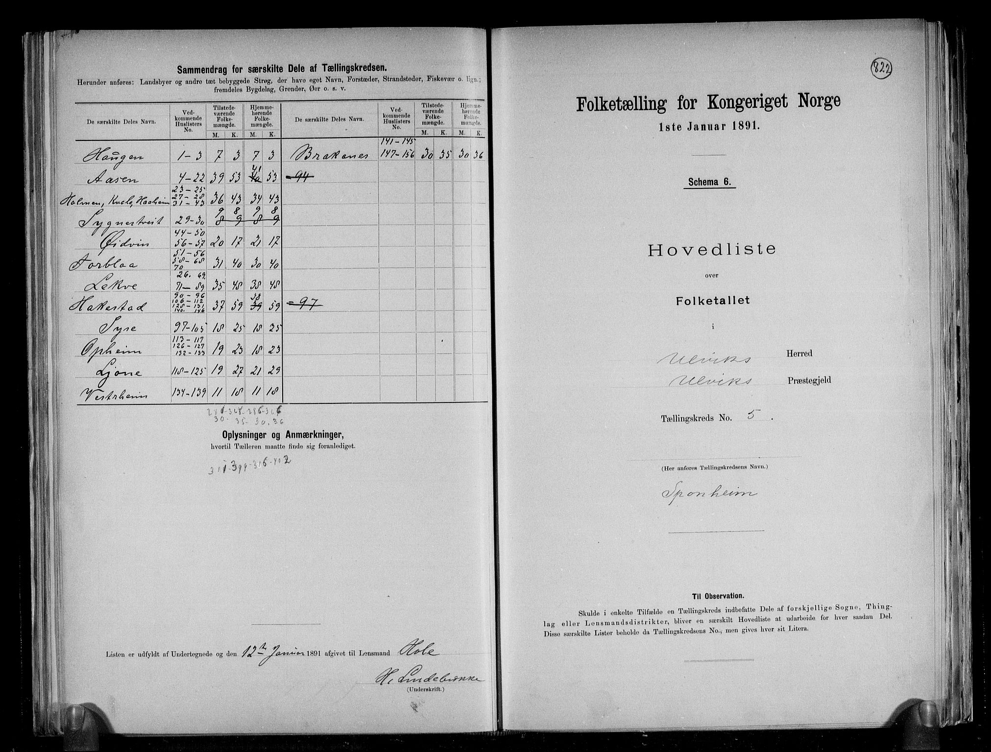 RA, 1891 census for 1233 Ulvik, 1891, p. 17