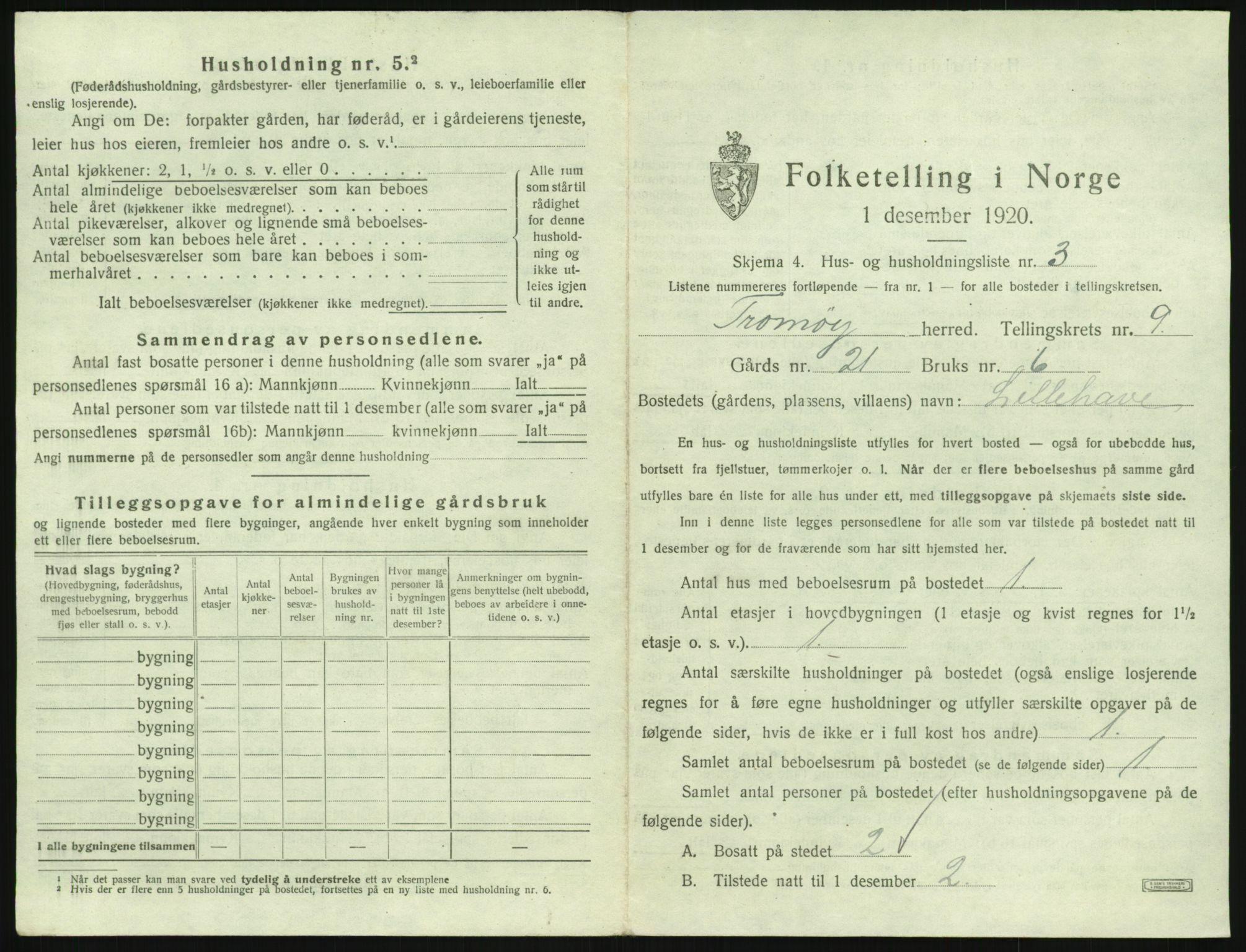 SAK, 1920 census for Tromøy, 1920, p. 963