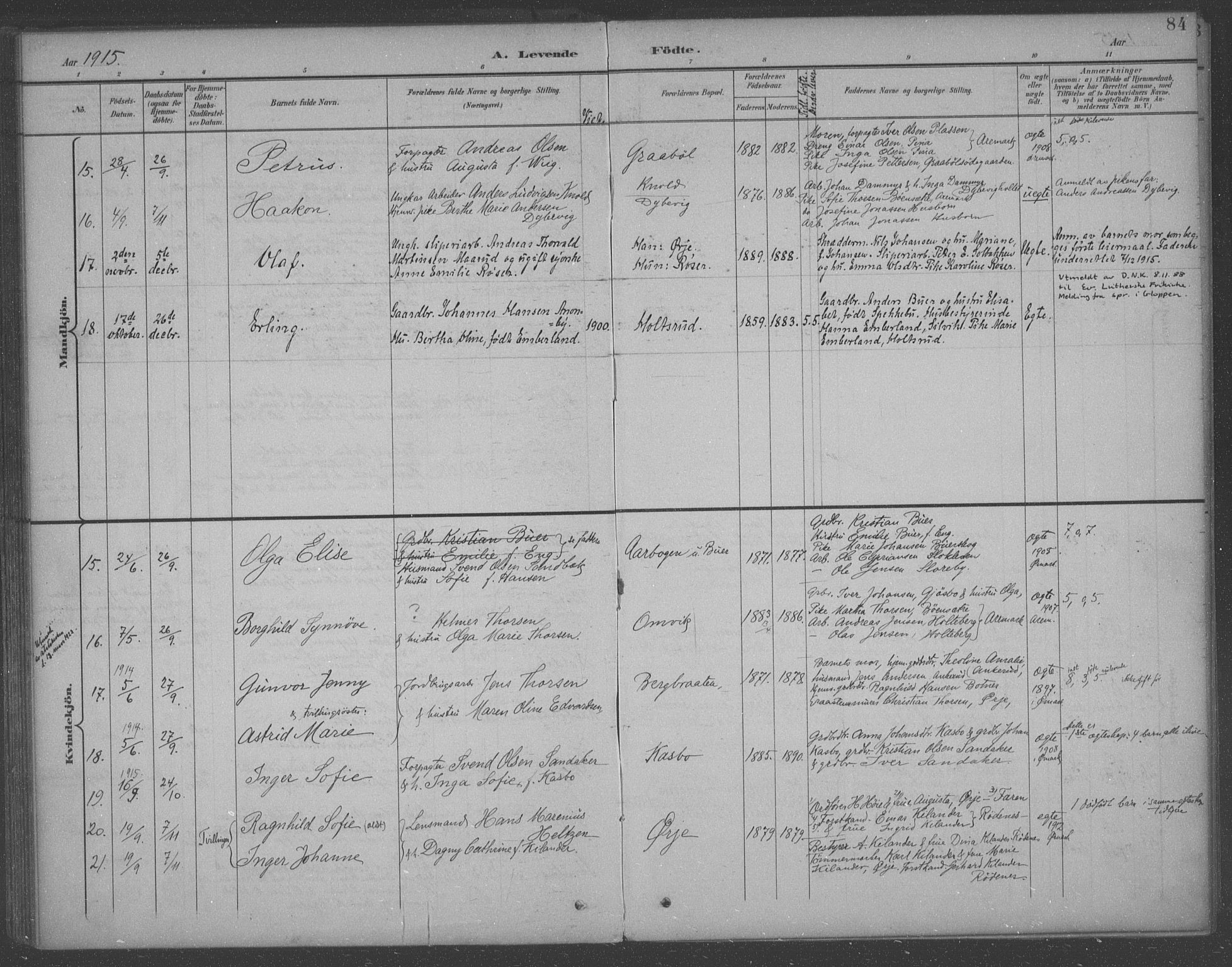 Aremark prestekontor Kirkebøker, SAO/A-10899/F/Fb/L0005: Parish register (official) no. II 5, 1895-1919, p. 84