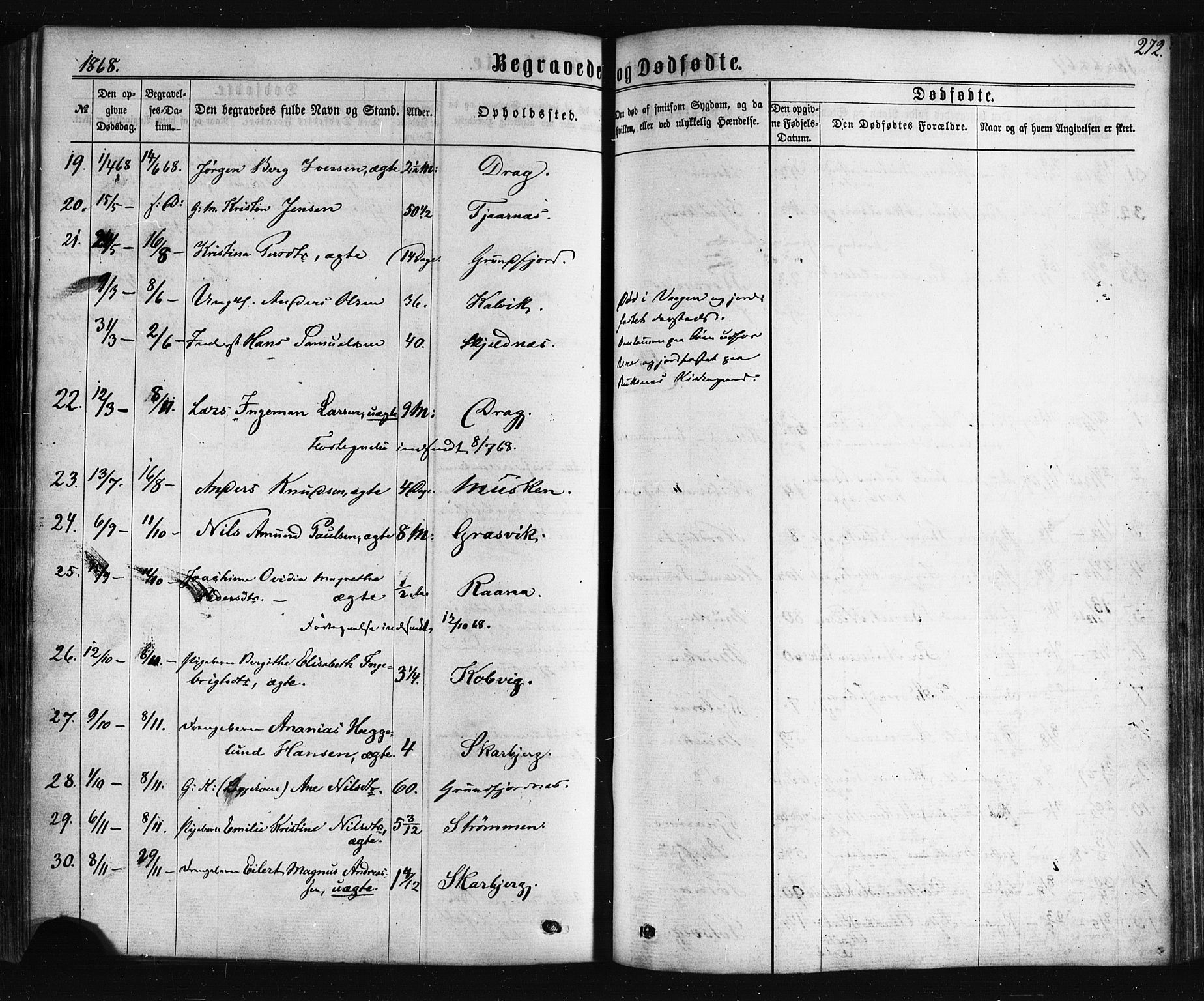 Ministerialprotokoller, klokkerbøker og fødselsregistre - Nordland, AV/SAT-A-1459/861/L0867: Parish register (official) no. 861A02, 1864-1878, p. 272