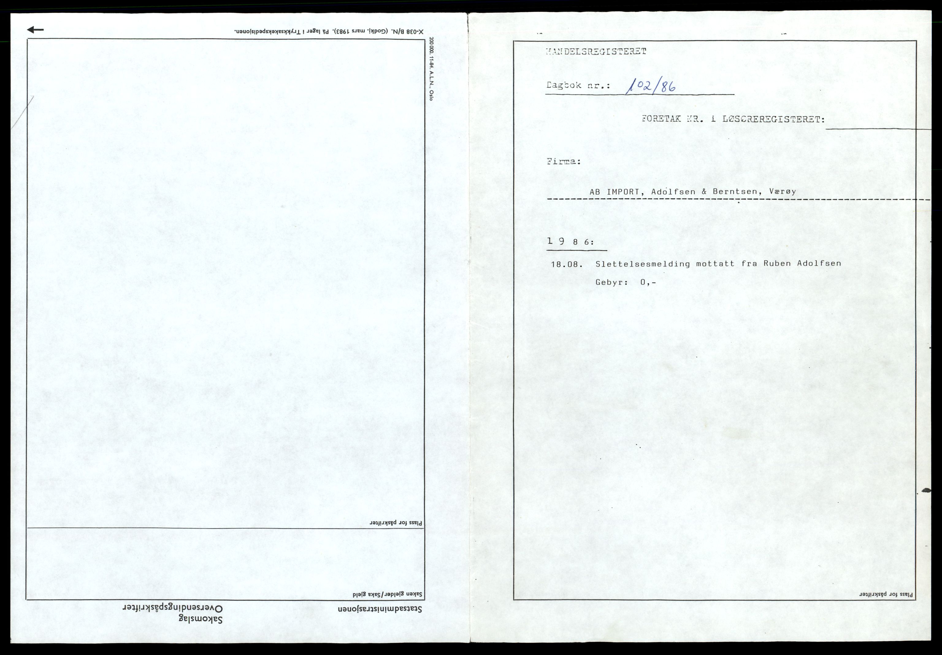 Lofoten sorenskriveri, AV/SAT-A-0017/2/J/Jd/Jdb/L0001: Bilag, A-G , 1944-1990, p. 1