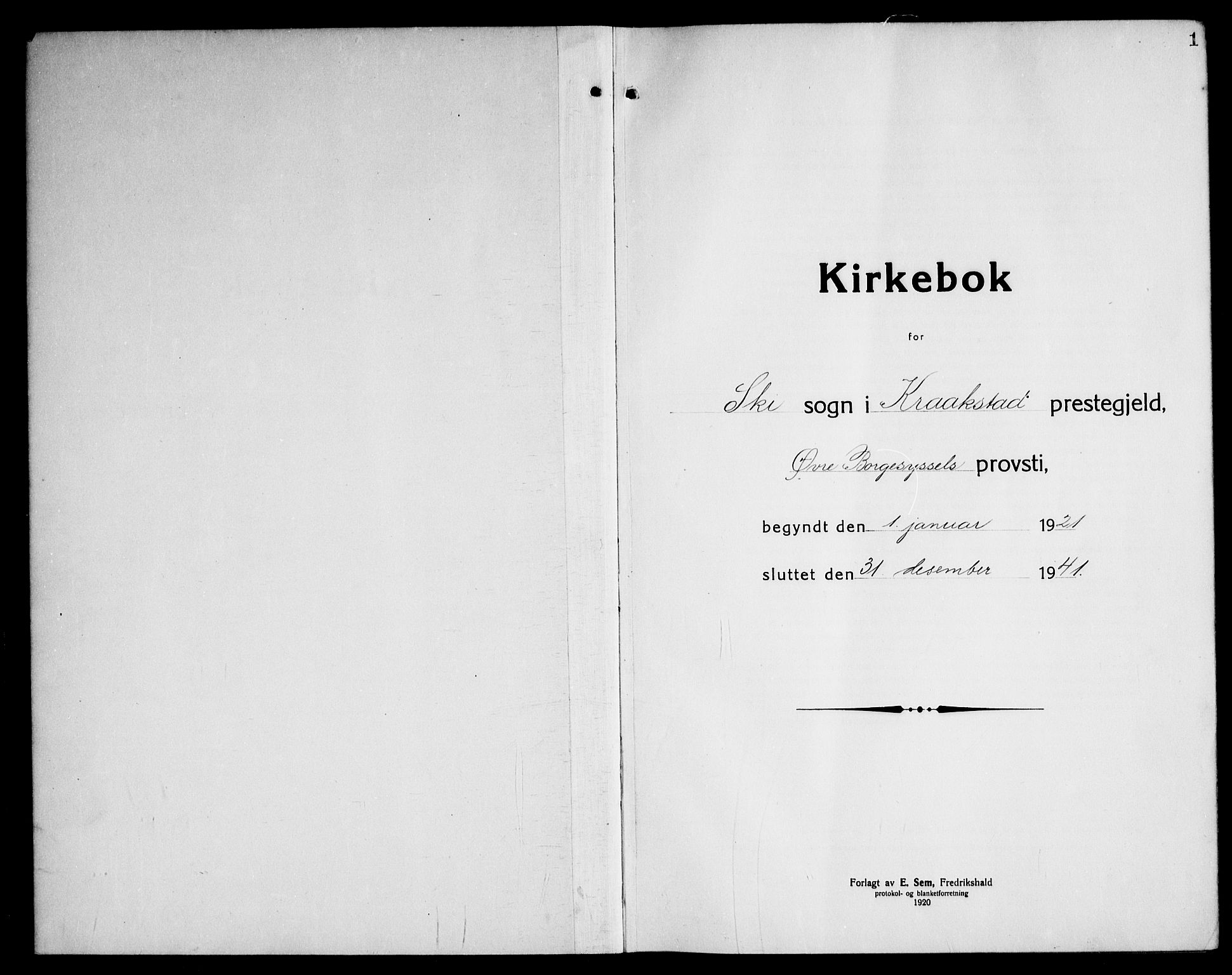 Kråkstad prestekontor Kirkebøker, AV/SAO-A-10125a/G/Gb/L0002: Parish register (copy) no. II 2, 1921-1941, p. 1