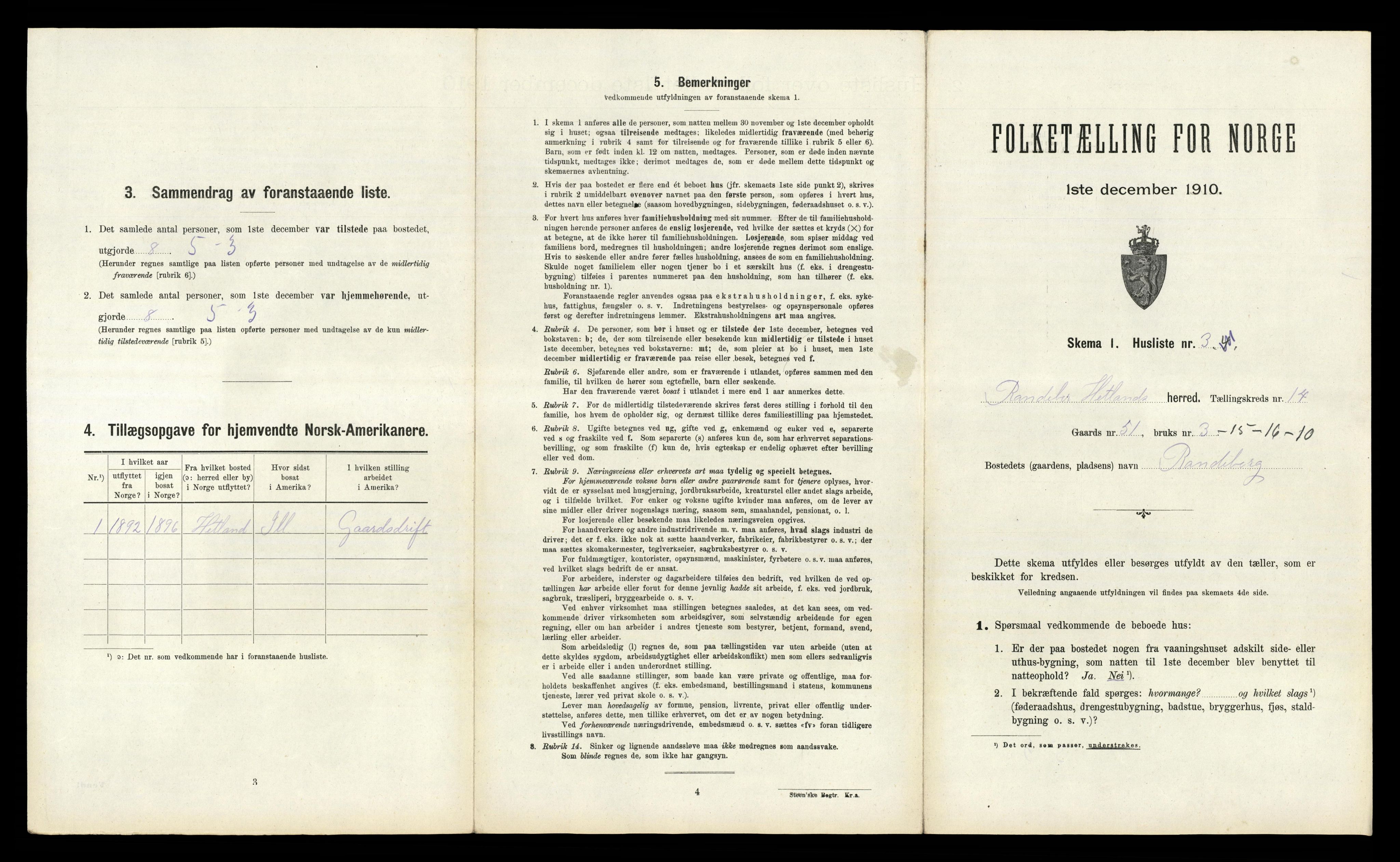 RA, 1910 census for Hetland, 1910, p. 2115