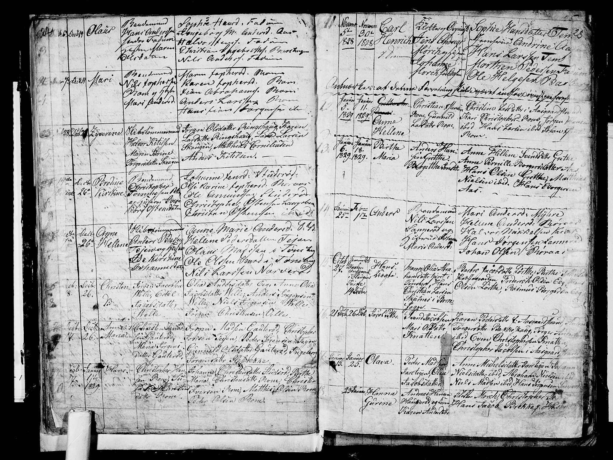 Sem kirkebøker, AV/SAKO-A-5/G/Ga/L0002: Parish register (copy) no. I 2, 1826-1844, p. 22-23