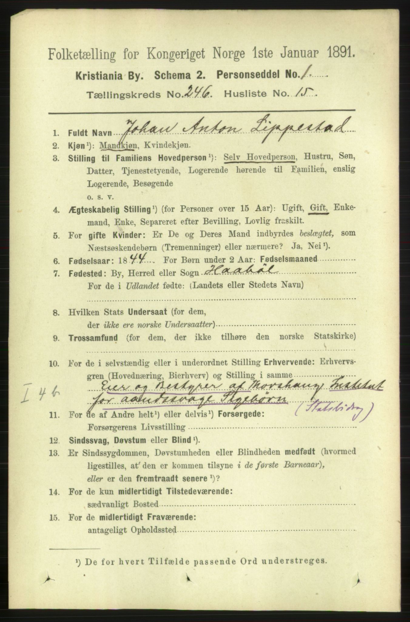 RA, 1891 census for 0301 Kristiania, 1891, p. 150331