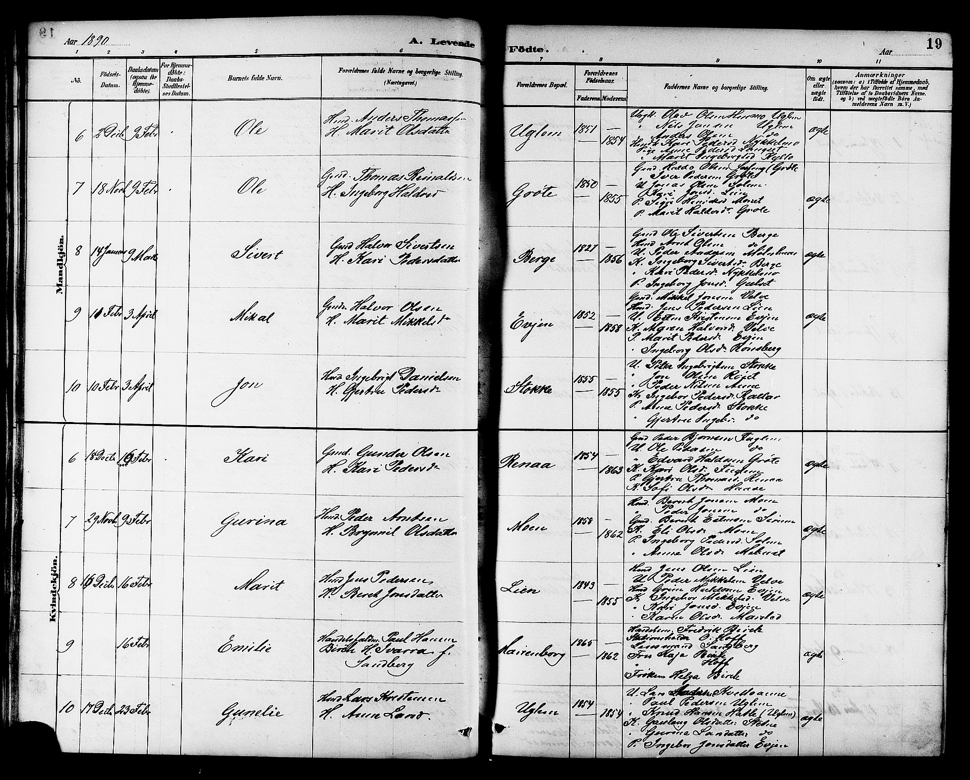 Ministerialprotokoller, klokkerbøker og fødselsregistre - Sør-Trøndelag, AV/SAT-A-1456/695/L1157: Parish register (copy) no. 695C08, 1889-1913, p. 19