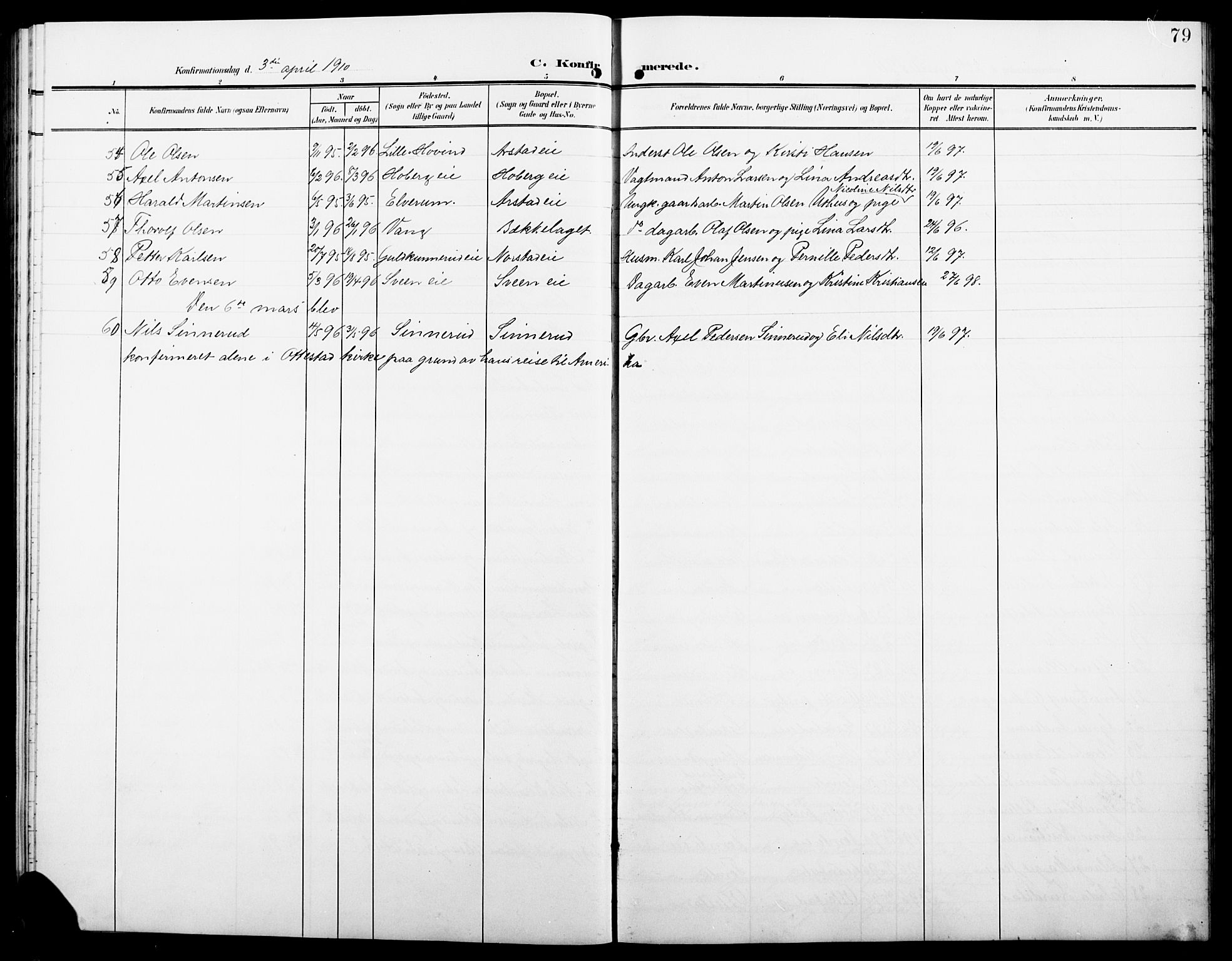 Stange prestekontor, AV/SAH-PREST-002/L/L0013: Parish register (copy) no. 13, 1906-1915, p. 79