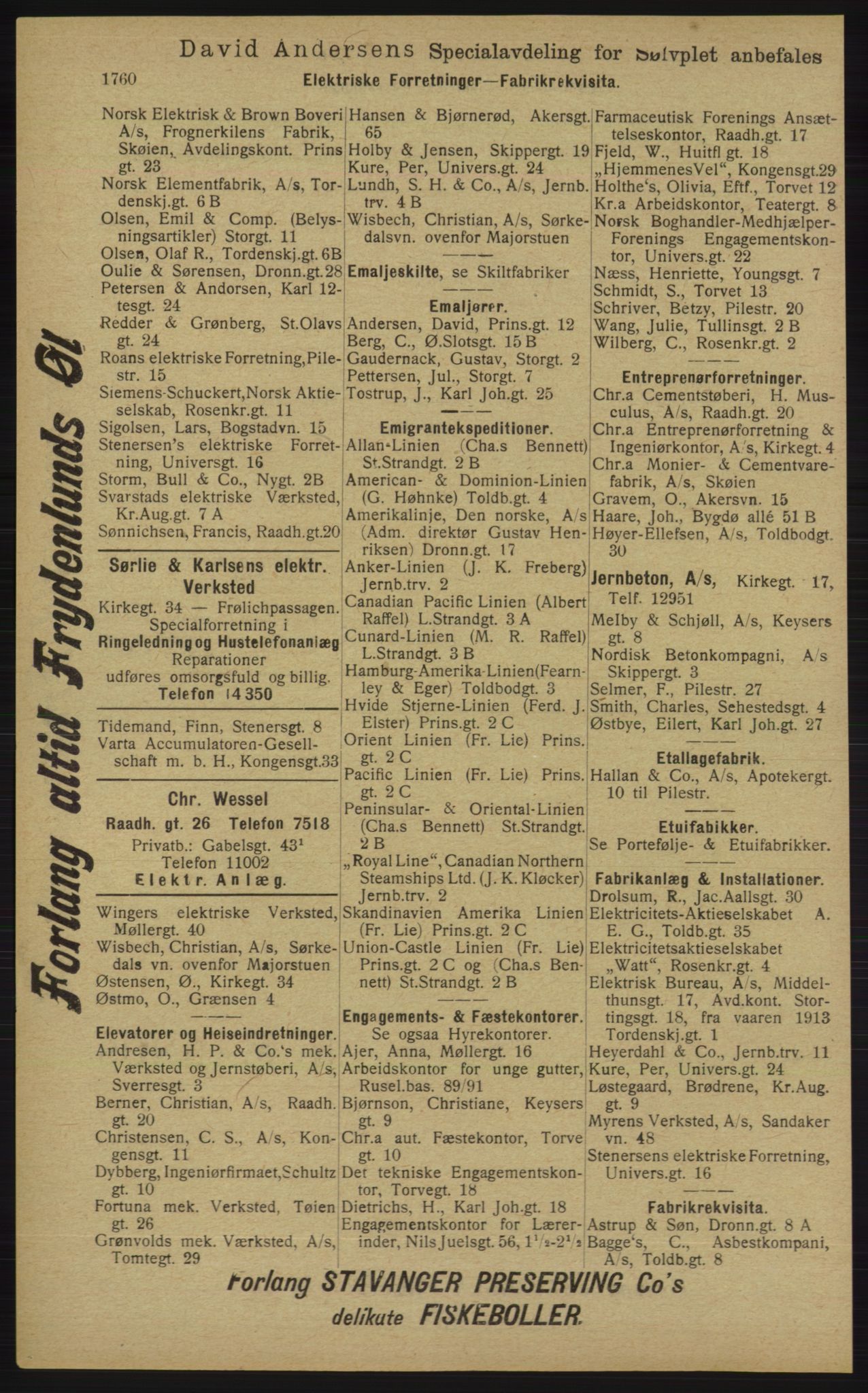 Kristiania/Oslo adressebok, PUBL/-, 1913, p. 1716