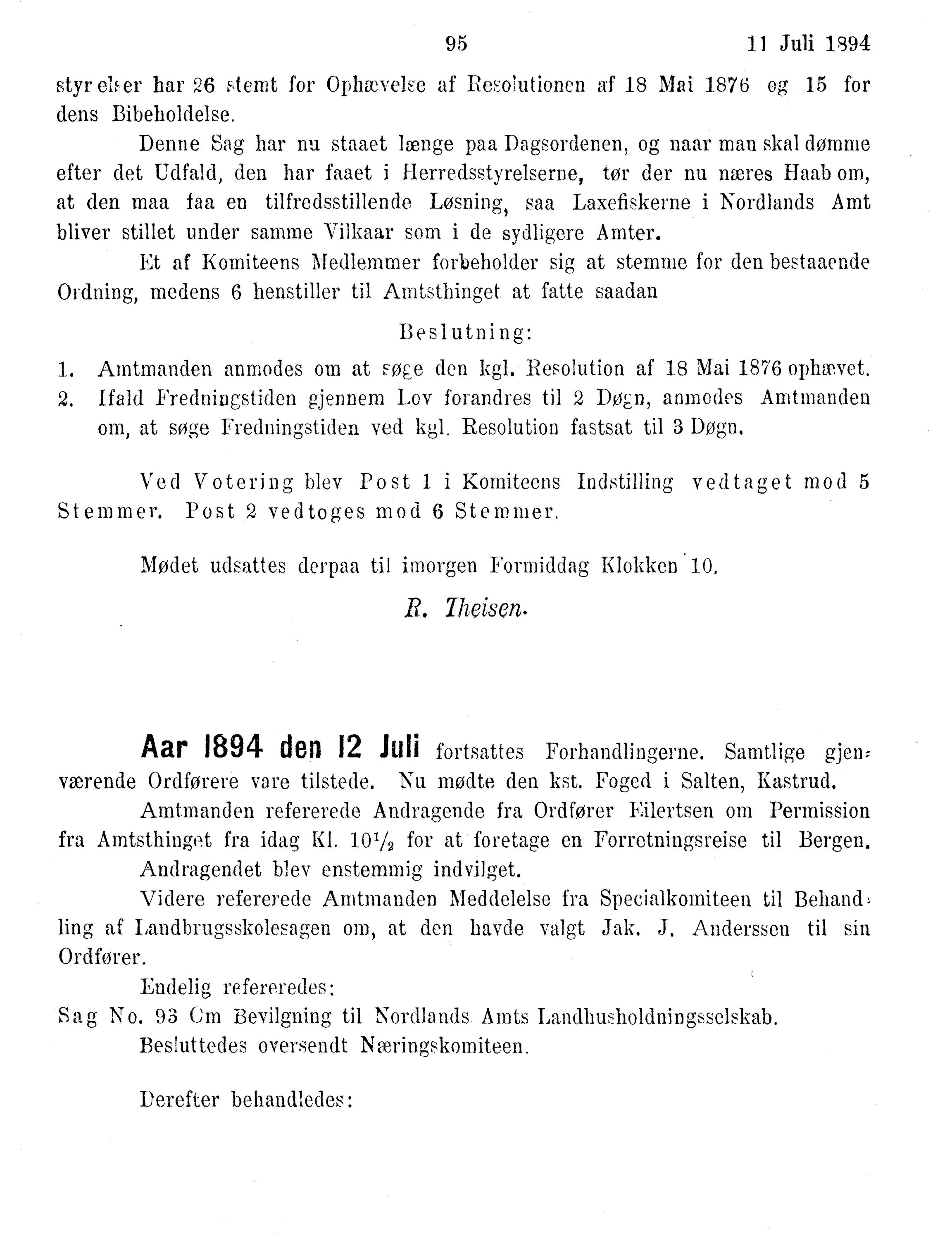 Nordland Fylkeskommune. Fylkestinget, AIN/NFK-17/176/A/Ac/L0017: Fylkestingsforhandlinger 1894, 1894, p. 95