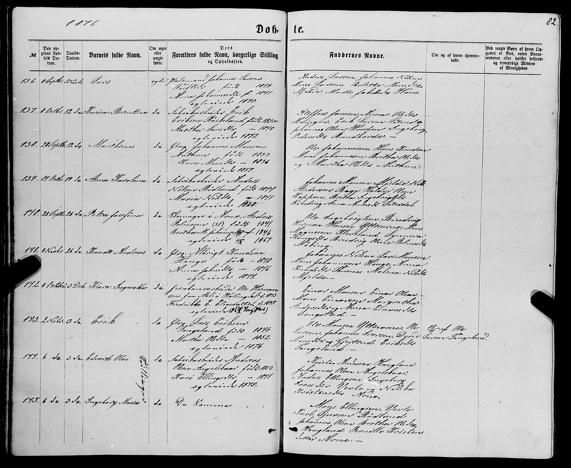 Haus sokneprestembete, SAB/A-75601/H/Haa: Parish register (official) no. A 18, 1871-1877, p. 82