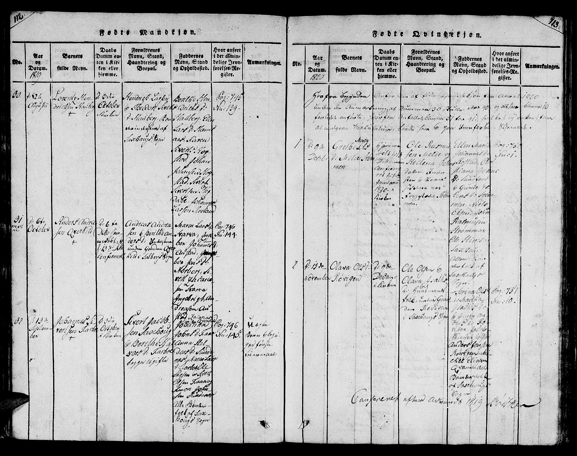 Ministerialprotokoller, klokkerbøker og fødselsregistre - Nord-Trøndelag, SAT/A-1458/730/L0275: Parish register (official) no. 730A04, 1816-1822, p. 112-113