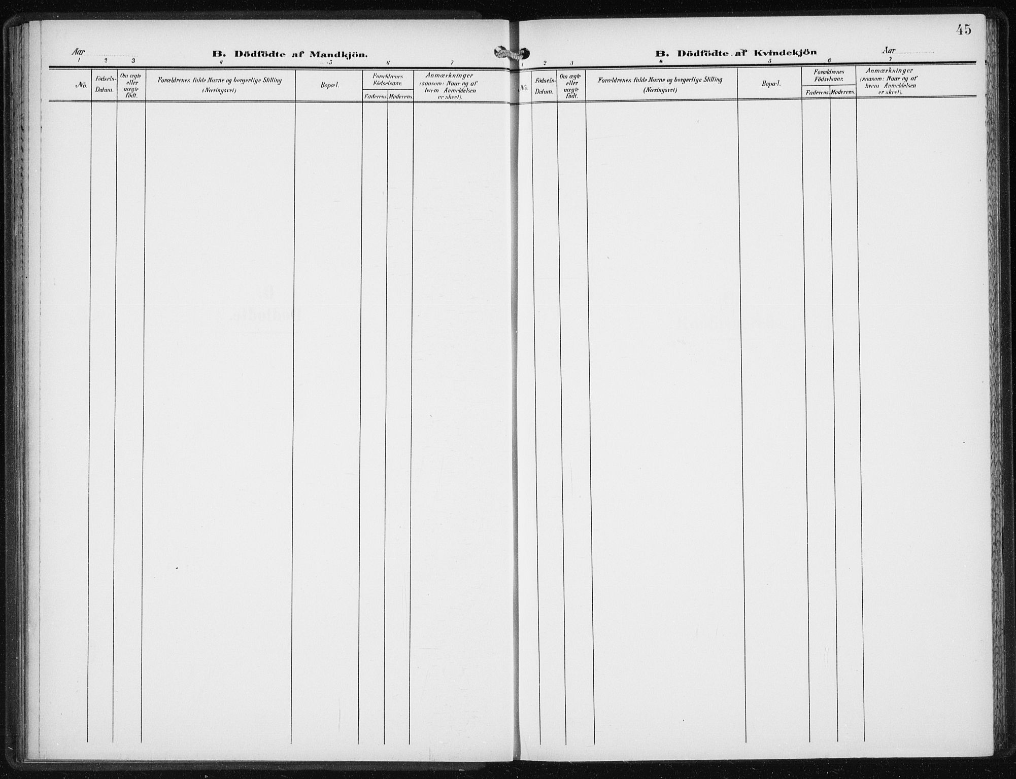 Den norske sjømannsmisjon i utlandet/New York, AV/SAB-SAB/PA-0110/H/Ha/L0006: Parish register (official) no. A 6, 1909-1914, p. 45