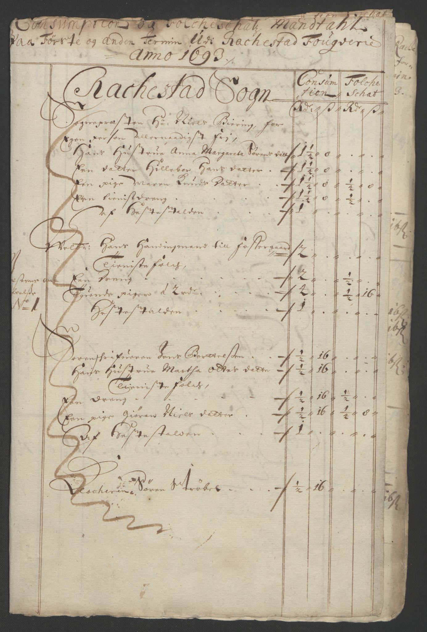 Rentekammeret inntil 1814, Reviderte regnskaper, Fogderegnskap, RA/EA-4092/R05/L0278: Fogderegnskap Rakkestad, 1691-1693, p. 478