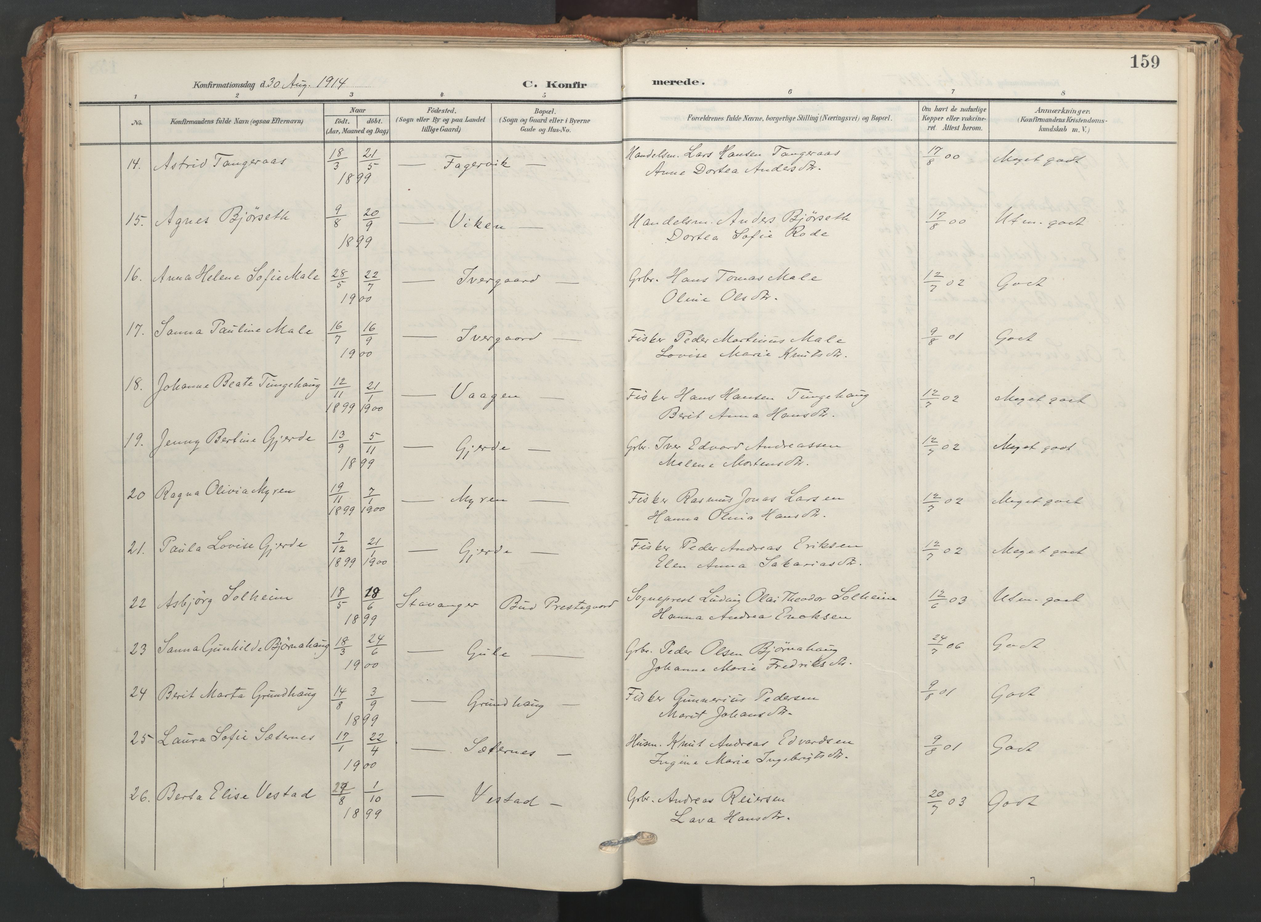 Ministerialprotokoller, klokkerbøker og fødselsregistre - Møre og Romsdal, AV/SAT-A-1454/566/L0771: Parish register (official) no. 566A10, 1904-1929, p. 159