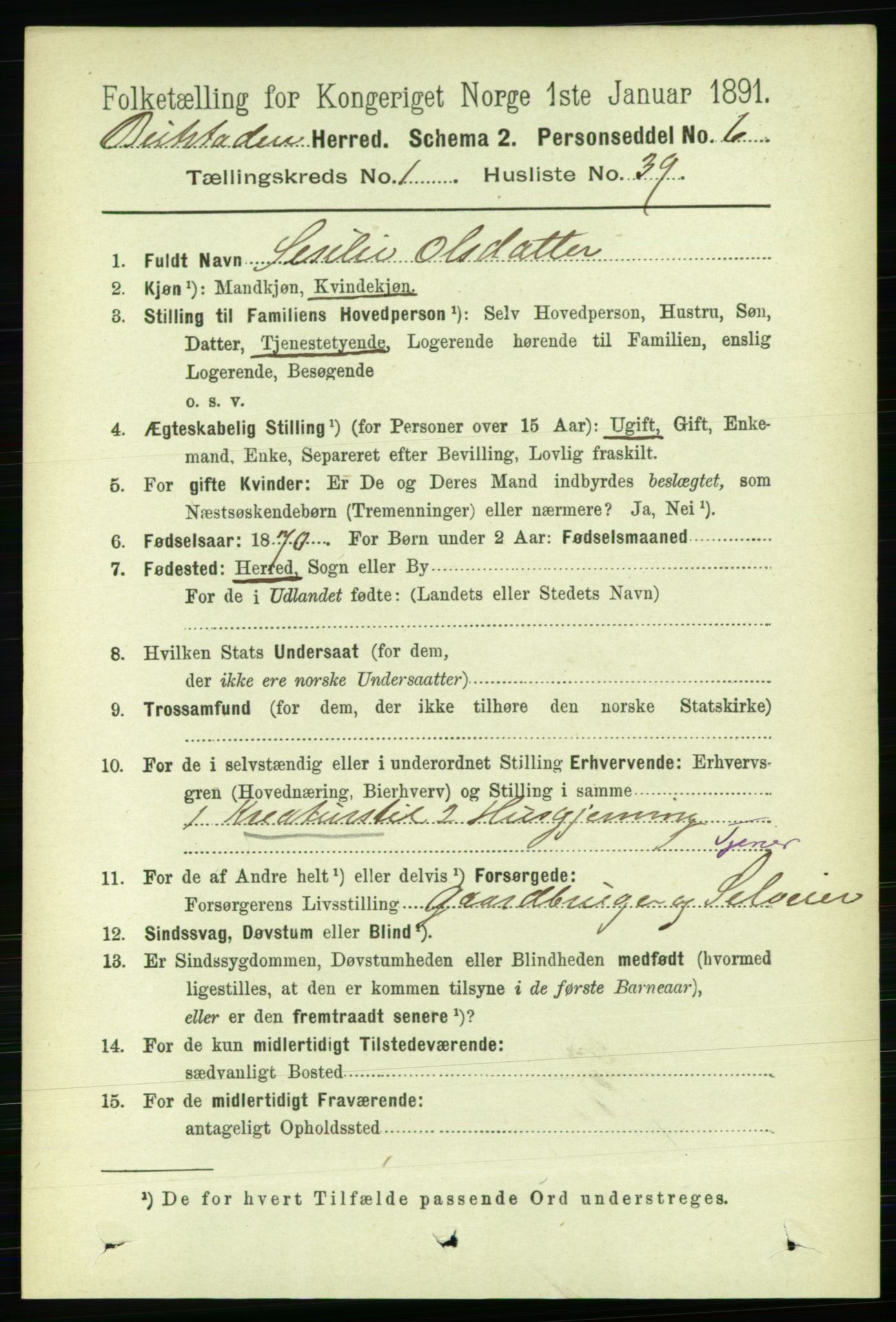 RA, 1891 census for 1727 Beitstad, 1891, p. 312