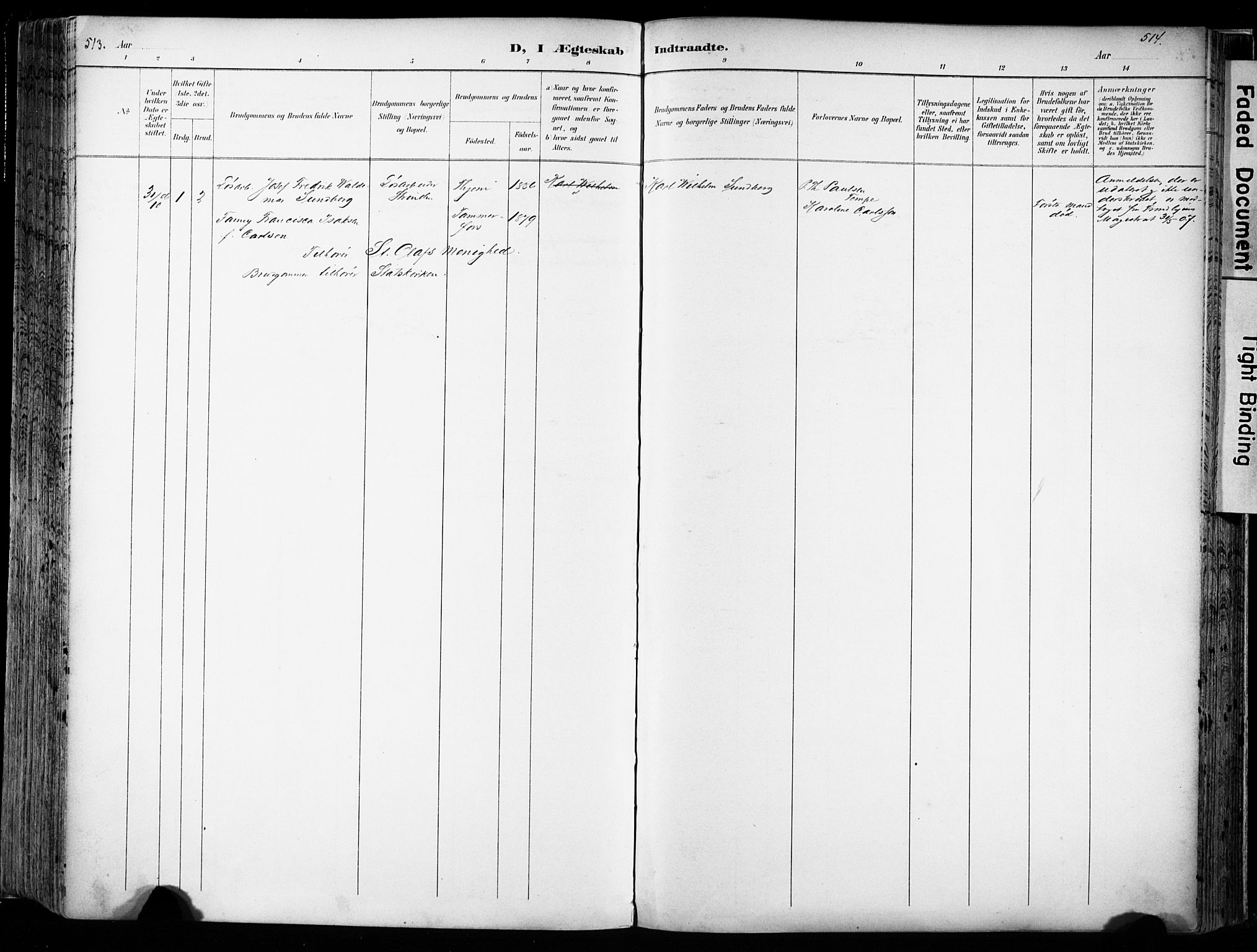 Ministerialprotokoller, klokkerbøker og fødselsregistre - Sør-Trøndelag, SAT/A-1456/606/L0301: Parish register (official) no. 606A16, 1894-1907, p. 513-514