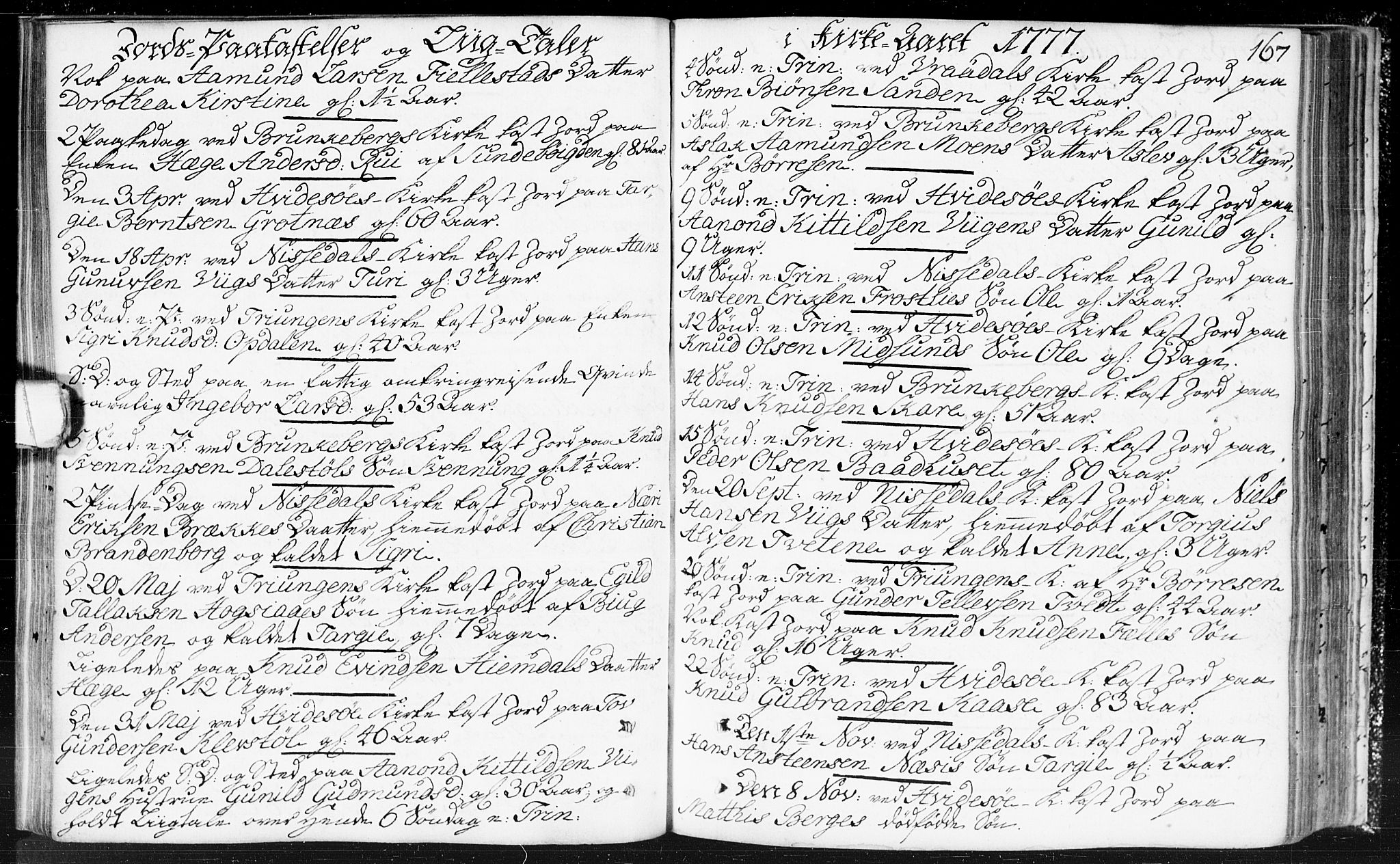 Kviteseid kirkebøker, SAKO/A-276/F/Fa/L0002: Parish register (official) no. I 2, 1773-1786, p. 167