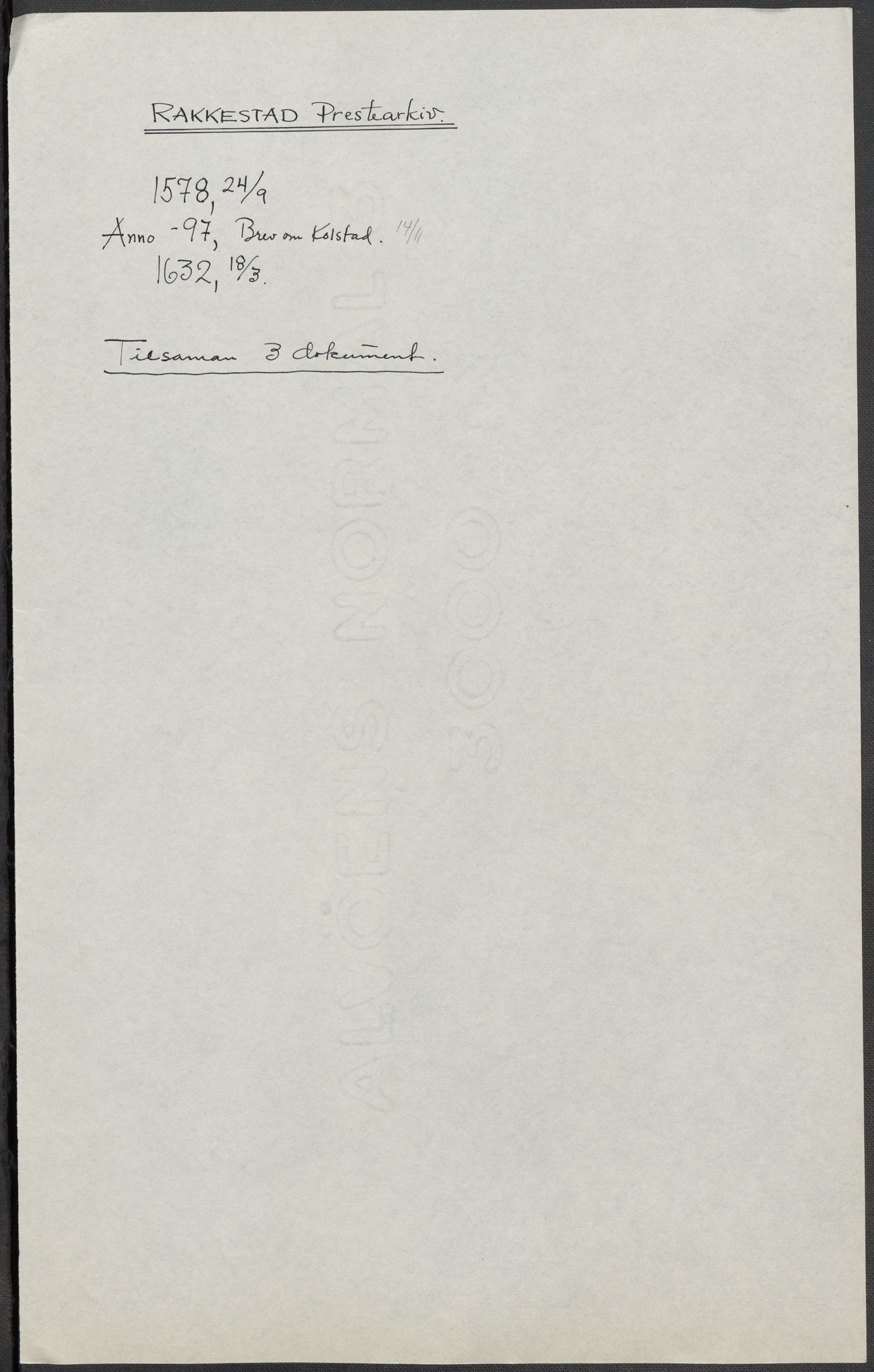 Riksarkivets diplomsamling, AV/RA-EA-5965/F15/L0002: Prestearkiv - Østfold, 1572-1683, p. 50