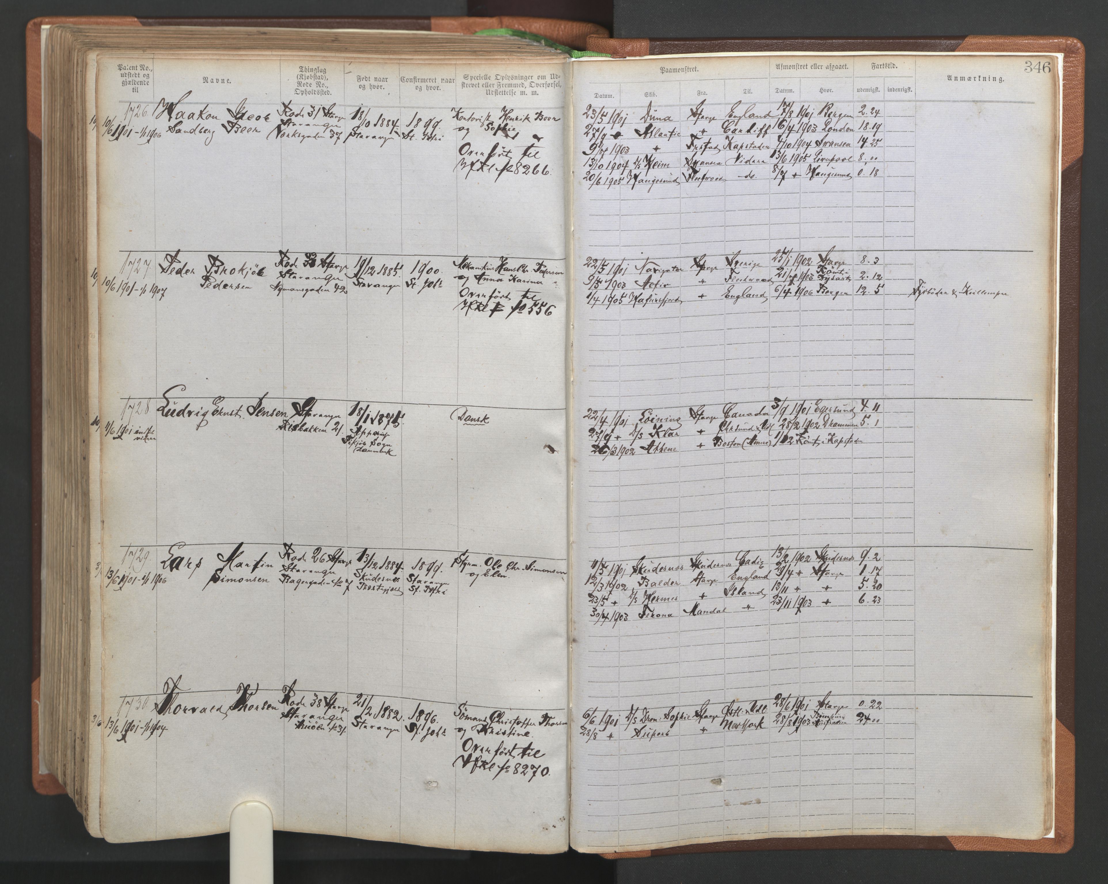 Stavanger sjømannskontor, AV/SAST-A-102006/F/Ff/L0004: Annotasjonsrulle No. 1, patentnr. 1-1785 (del 1), 1869-1900, p. 350
