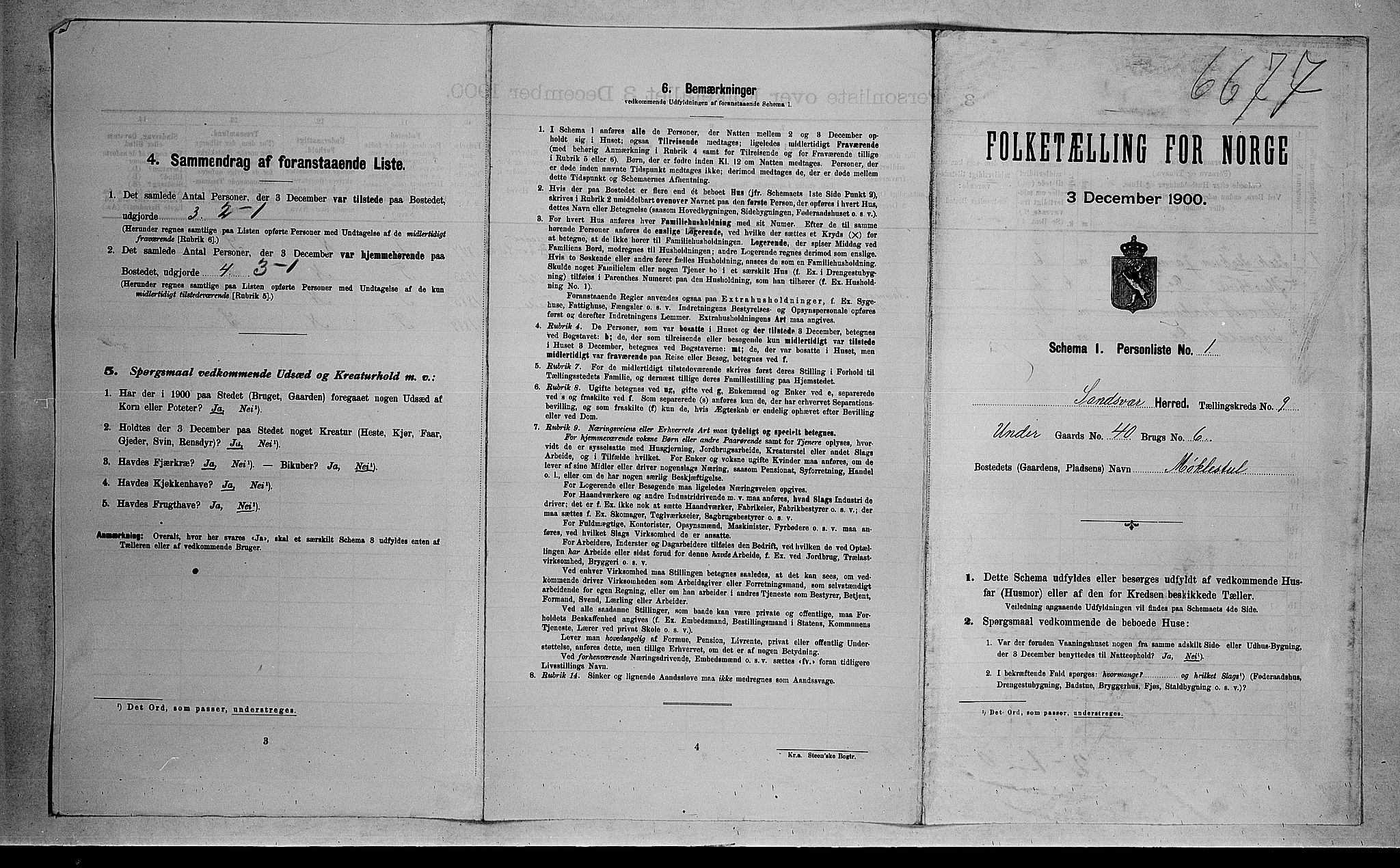 RA, 1900 census for Sandsvær, 1900, p. 1320