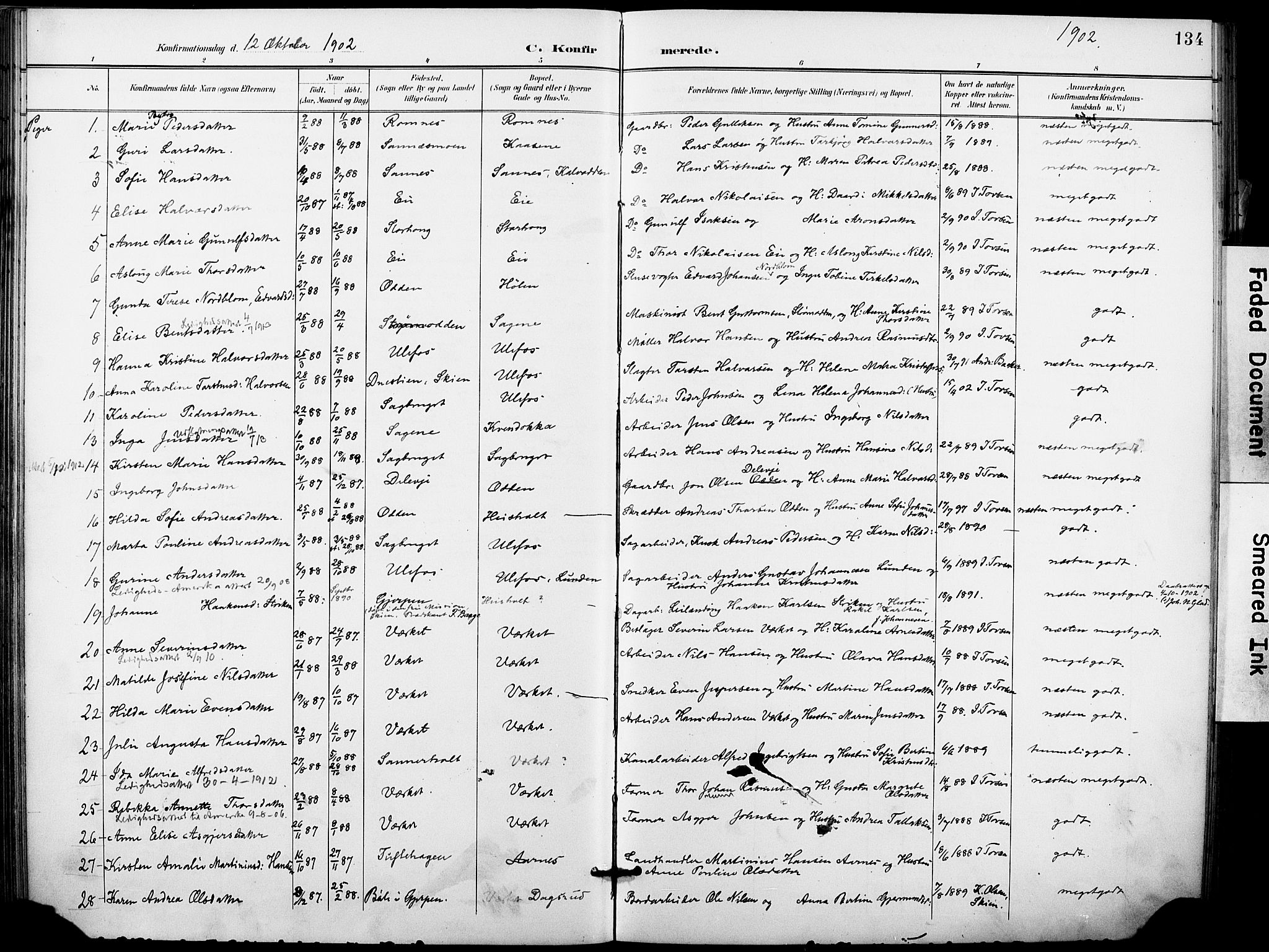 Holla kirkebøker, AV/SAKO-A-272/F/Fa/L0010: Parish register (official) no. 10, 1897-1907, p. 134