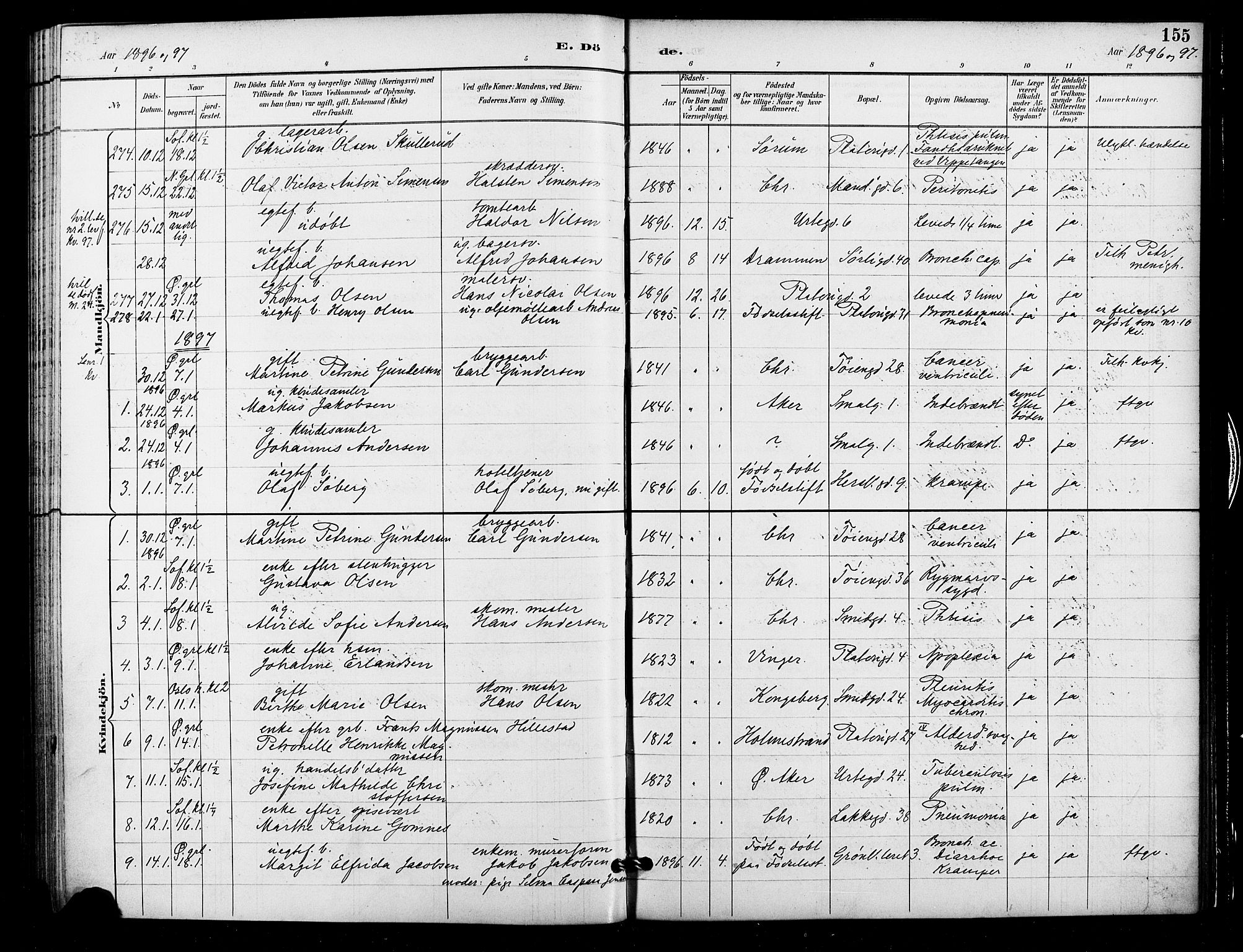 Grønland prestekontor Kirkebøker, SAO/A-10848/F/Fa/L0010: Parish register (official) no. 10, 1891-1898, p. 155