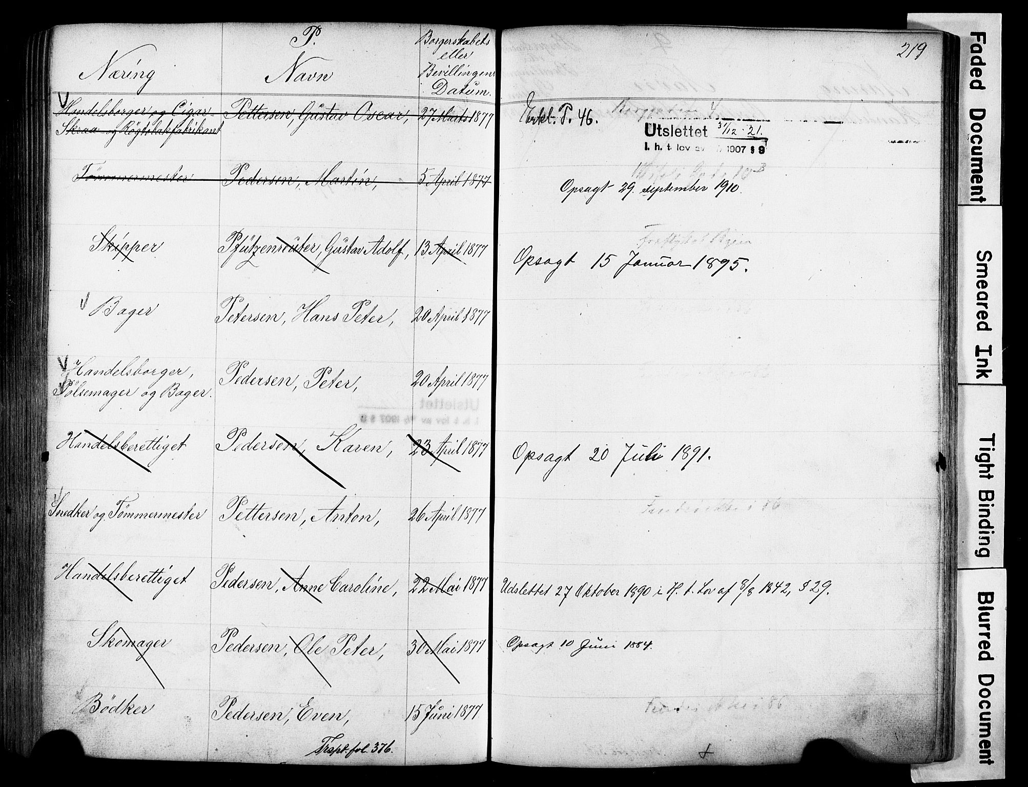 Kristiania magistrat, SAO/A-10711/F/Fb/L0004: Borgerrulle, 1860-1879, p. 221
