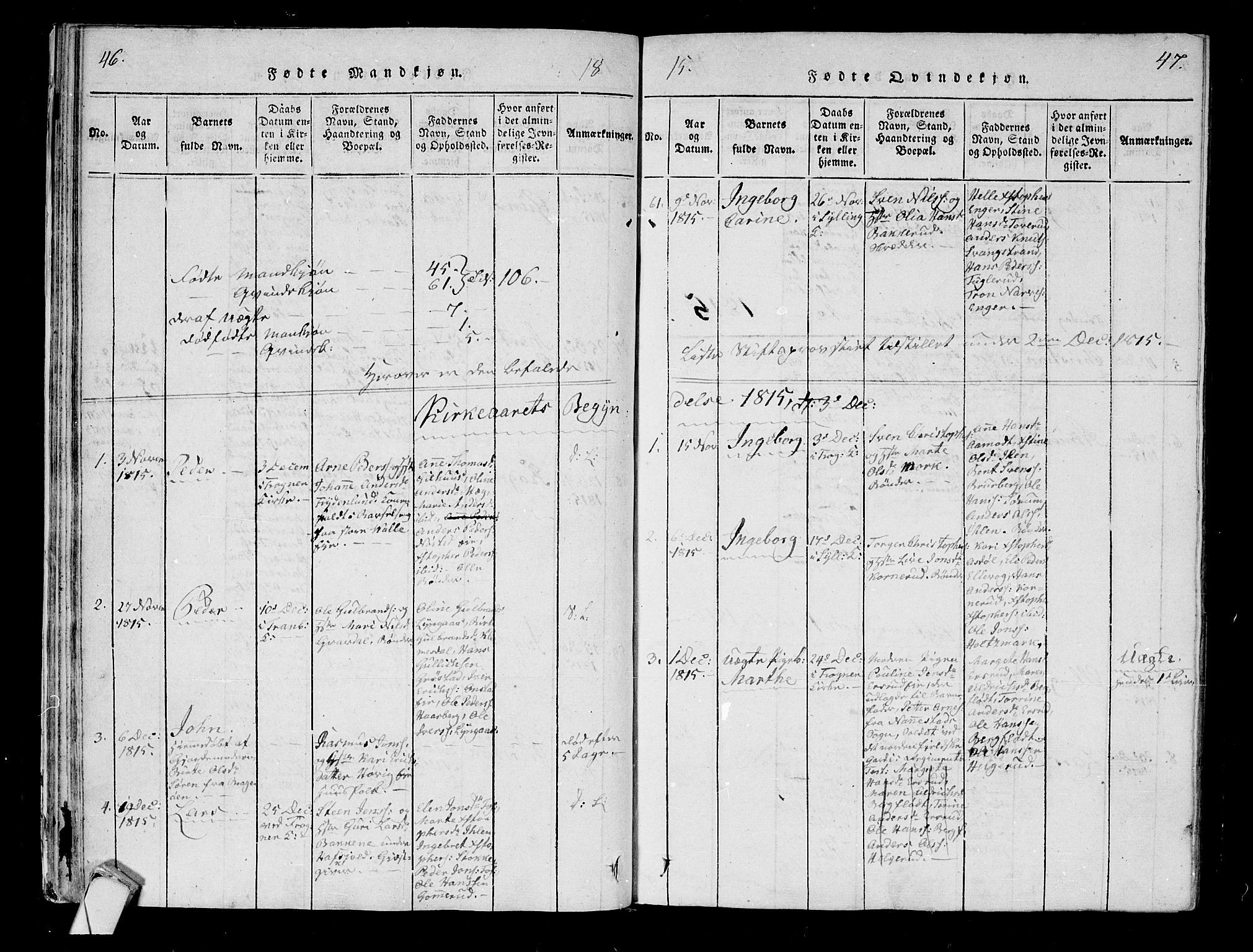 Lier kirkebøker, SAKO/A-230/F/Fa/L0008: Parish register (official) no. I 8, 1813-1825, p. 46-47