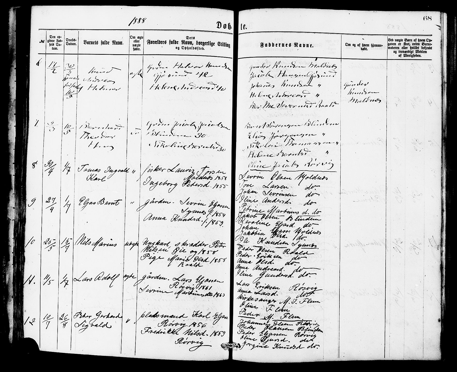 Ministerialprotokoller, klokkerbøker og fødselsregistre - Møre og Romsdal, AV/SAT-A-1454/537/L0519: Parish register (official) no. 537A03, 1876-1889, p. 68