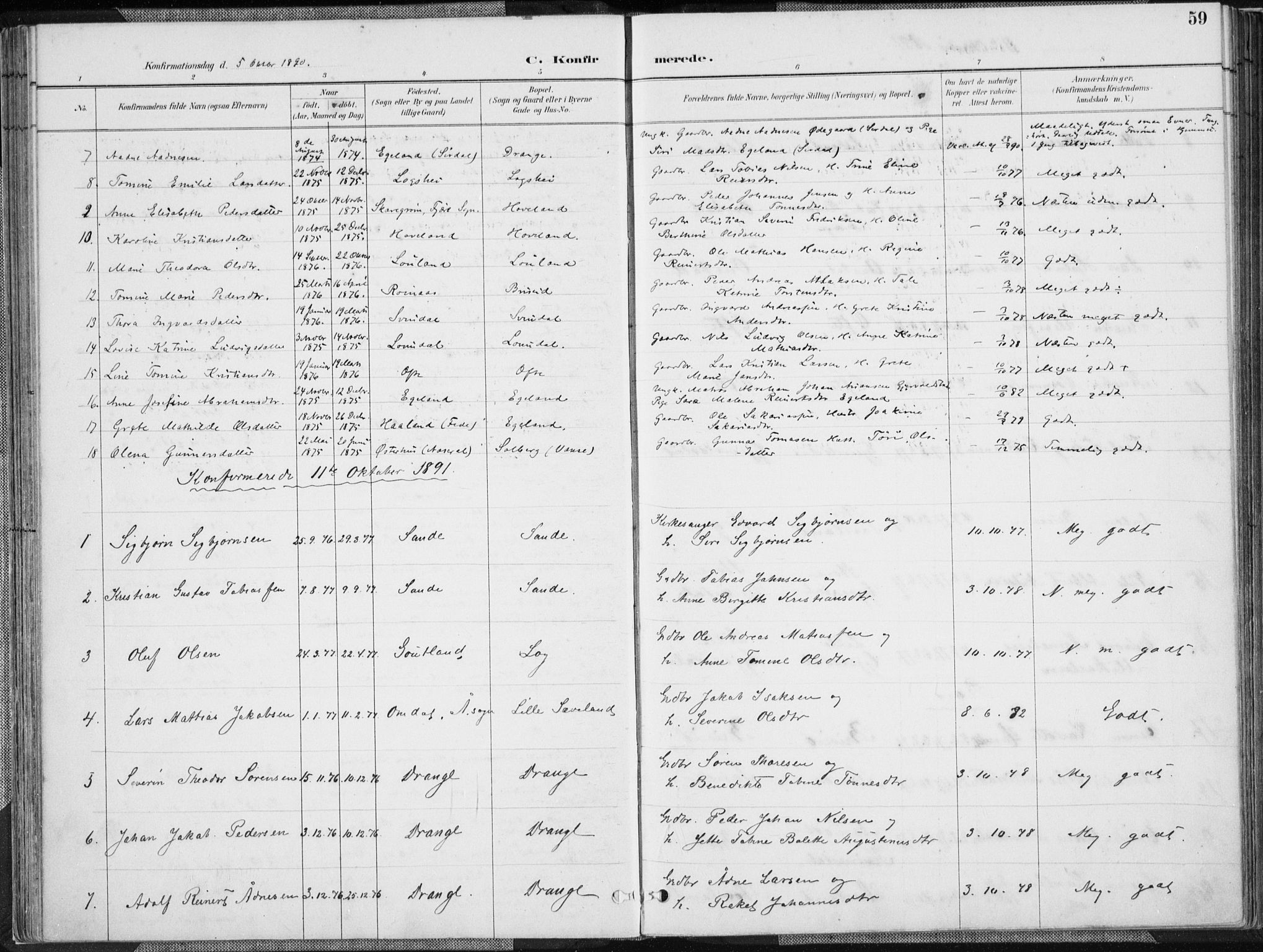 Herad sokneprestkontor, AV/SAK-1111-0018/F/Fa/Faa/L0006: Parish register (official) no. A 6, 1887-1907, p. 59