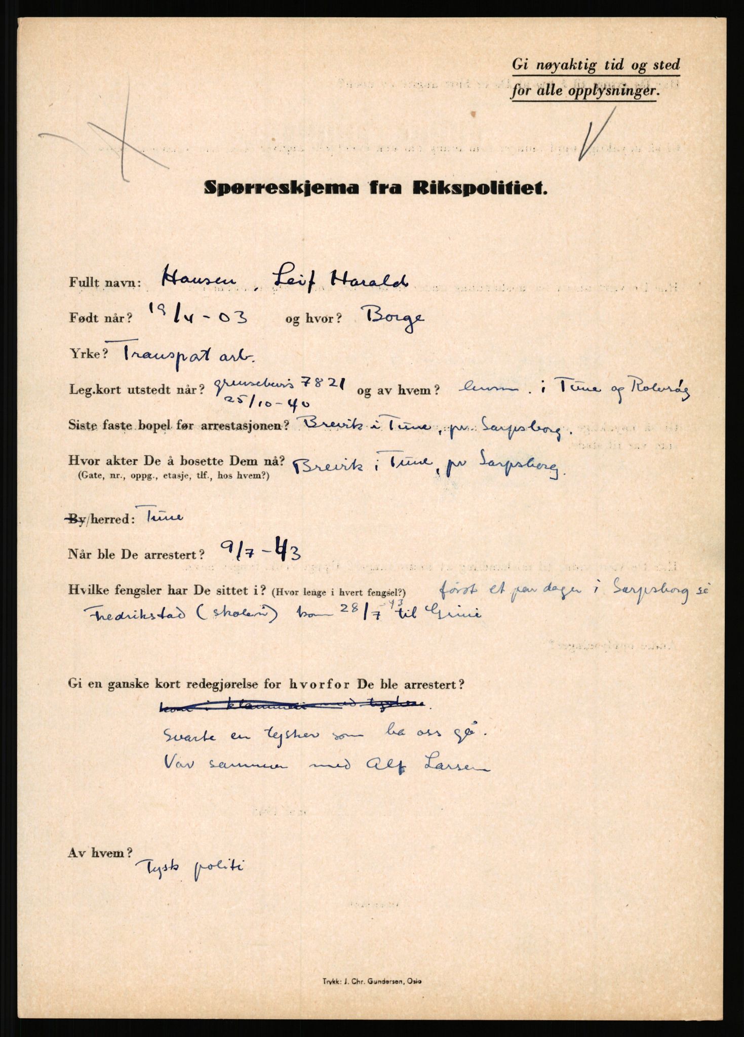 Rikspolitisjefen, AV/RA-S-1560/L/L0006: Hansen, Adolf Boye - Hemstad, Gunnar, 1940-1945, p. 362