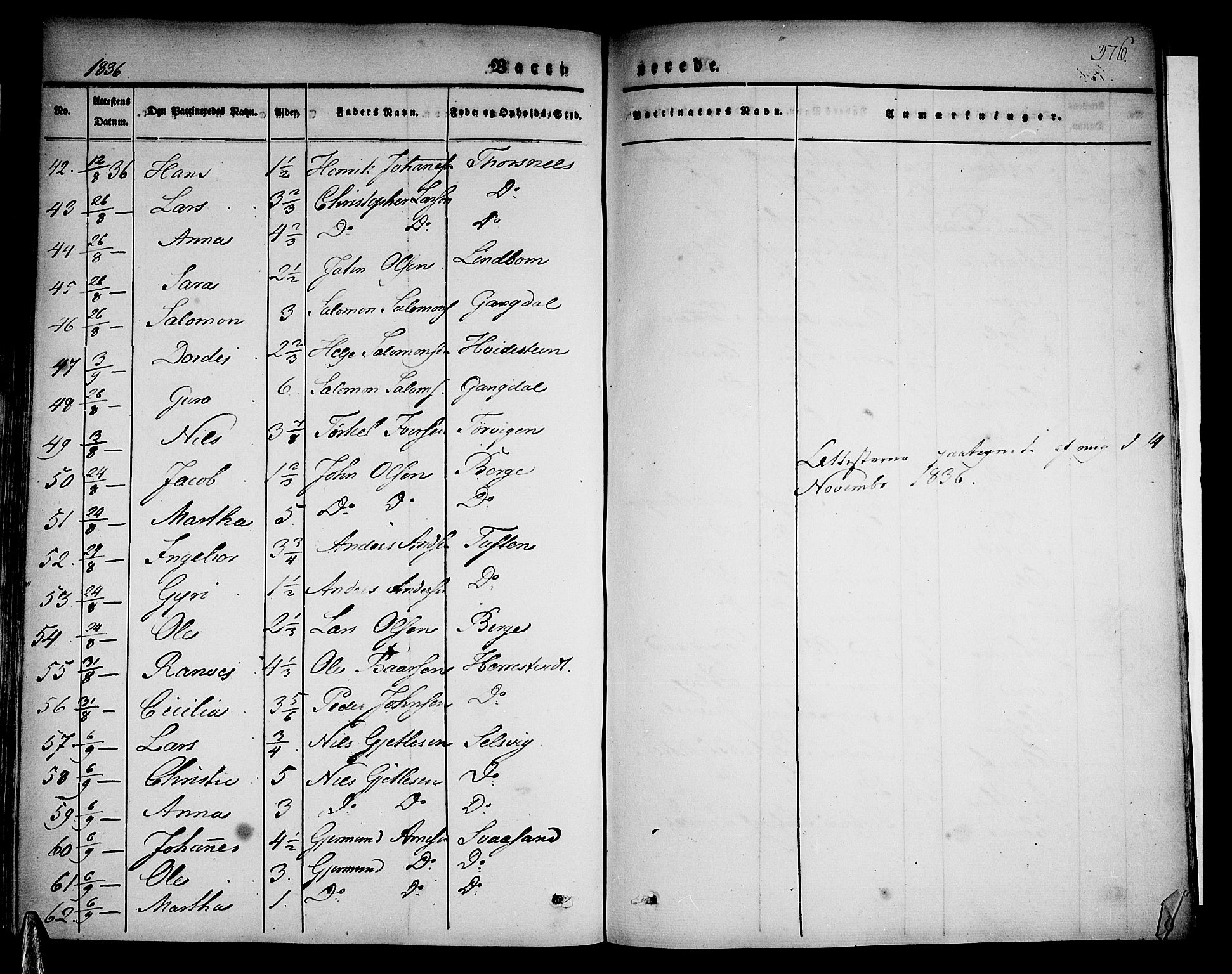 Strandebarm sokneprestembete, AV/SAB-A-78401/H/Haa: Parish register (official) no. A 6, 1826-1843, p. 376