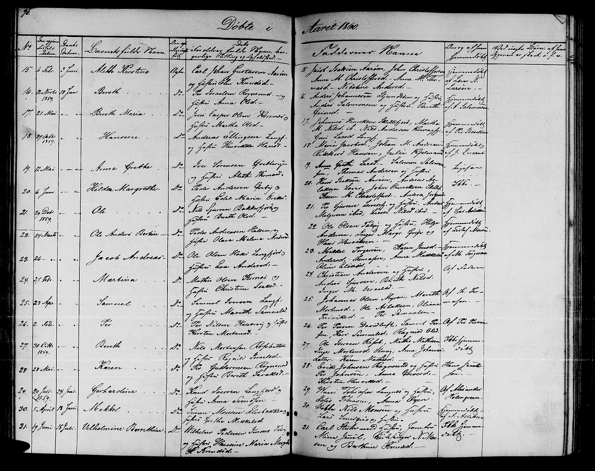 Talvik sokneprestkontor, AV/SATØ-S-1337/H/Hb/L0001klokker: Parish register (copy) no. 1, 1847-1863, p. 96