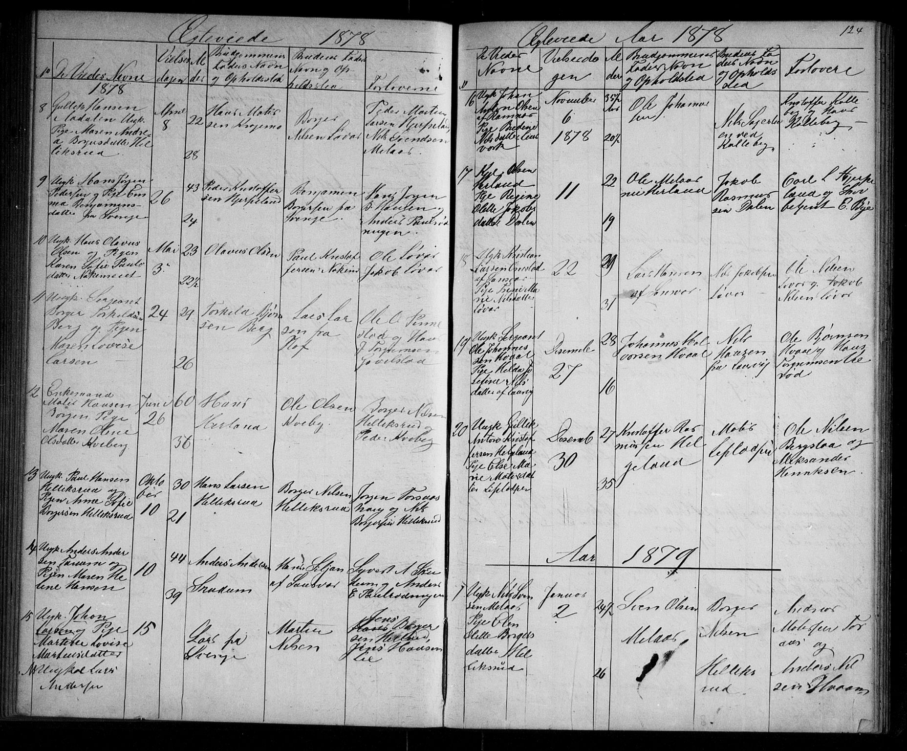 Lardal kirkebøker, AV/SAKO-A-350/G/Ga/L0001: Parish register (copy) no. I 1, 1864-1901, p. 124