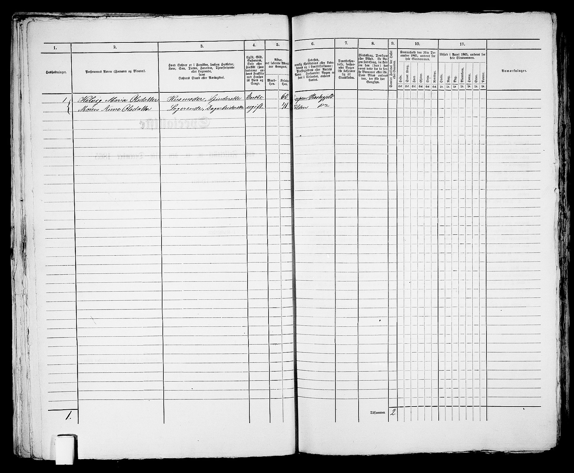 RA, 1865 census for Skien, 1865, p. 842