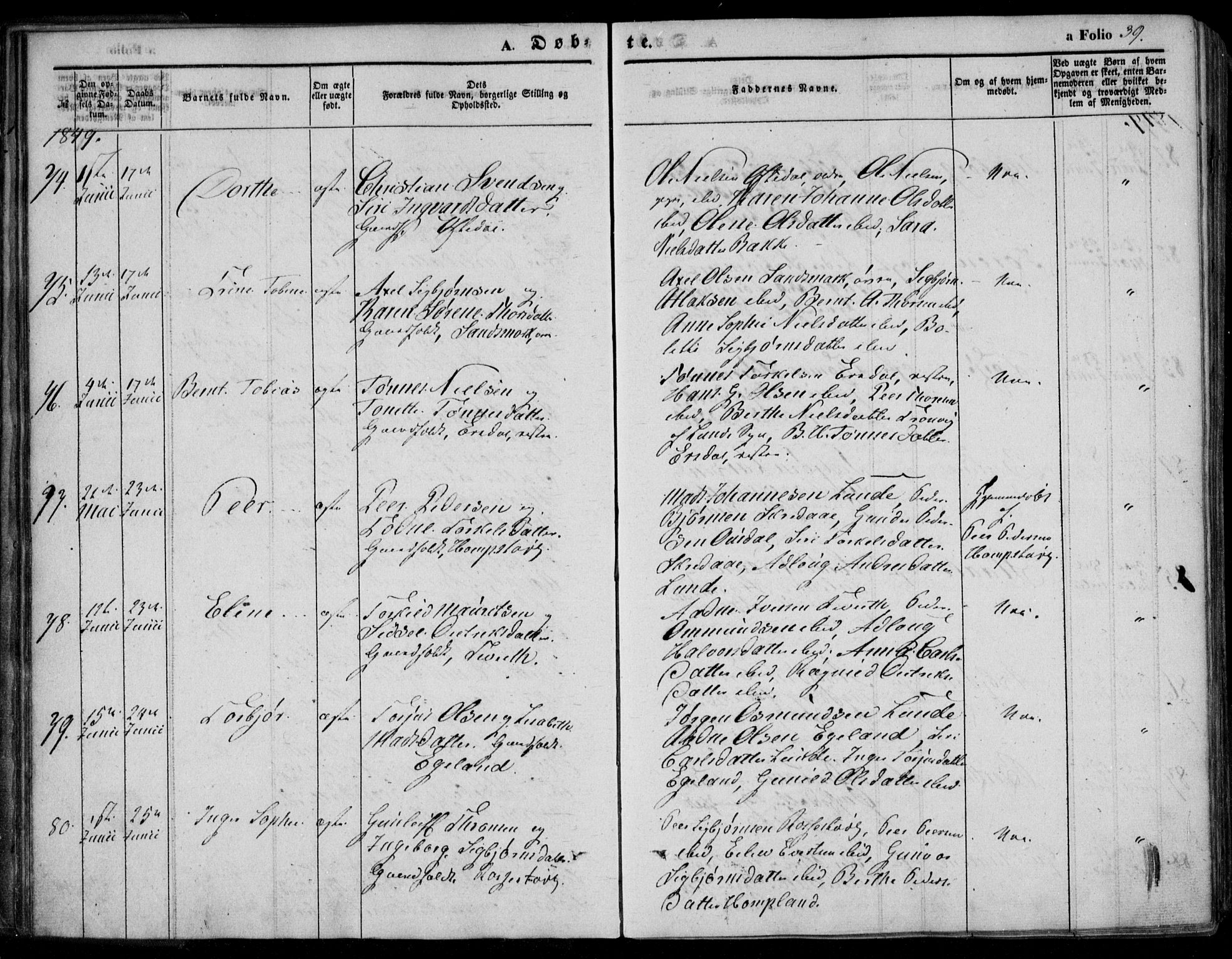 Bakke sokneprestkontor, AV/SAK-1111-0002/F/Fa/Faa/L0005: Parish register (official) no. A 5, 1847-1855, p. 39