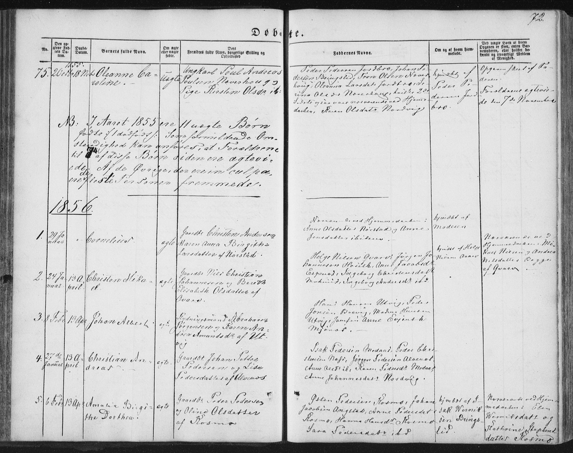 Ministerialprotokoller, klokkerbøker og fødselsregistre - Nordland, SAT/A-1459/852/L0738: Parish register (official) no. 852A08, 1849-1865, p. 72